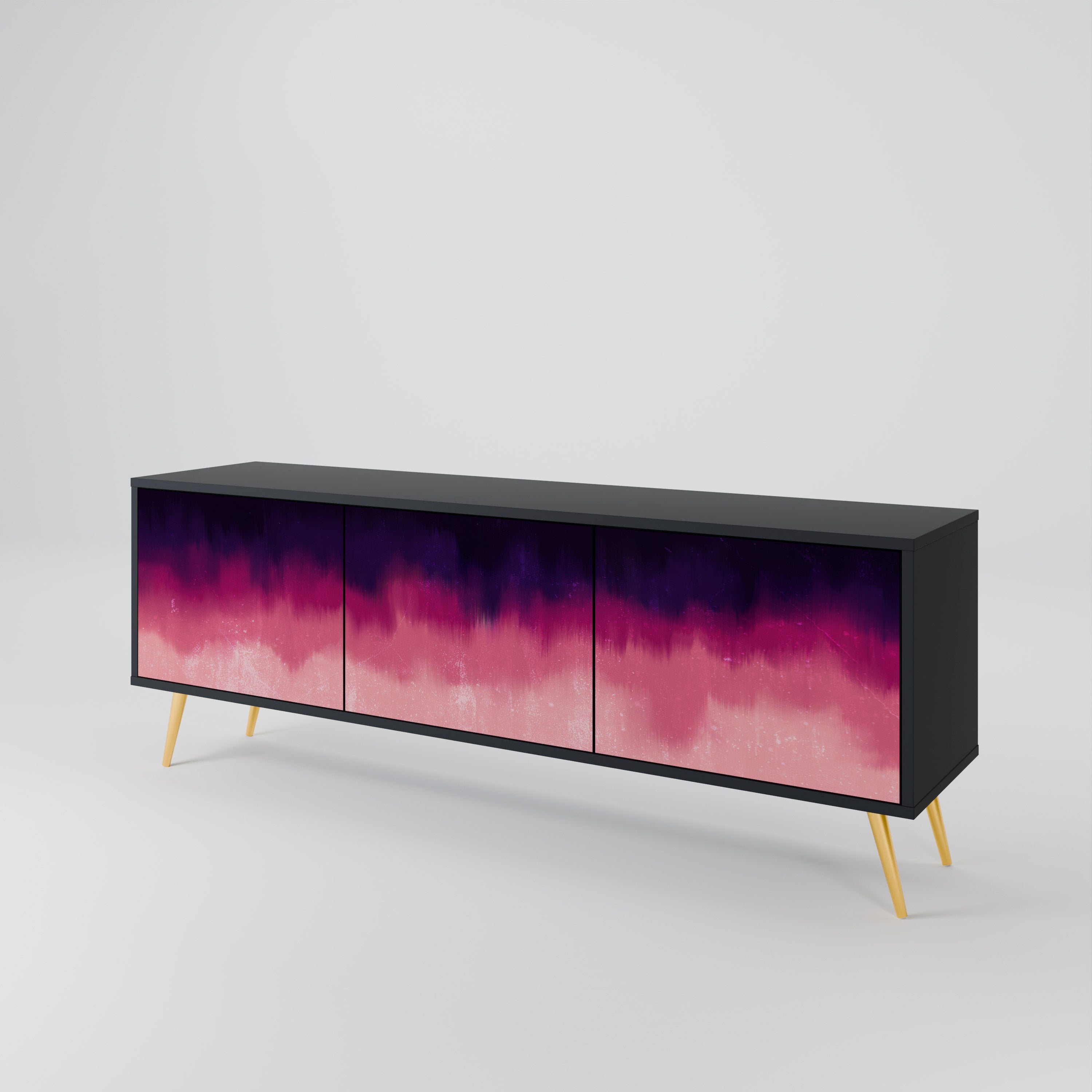 AURORA BOREALIS 3-Door TV Stand in Black Finish