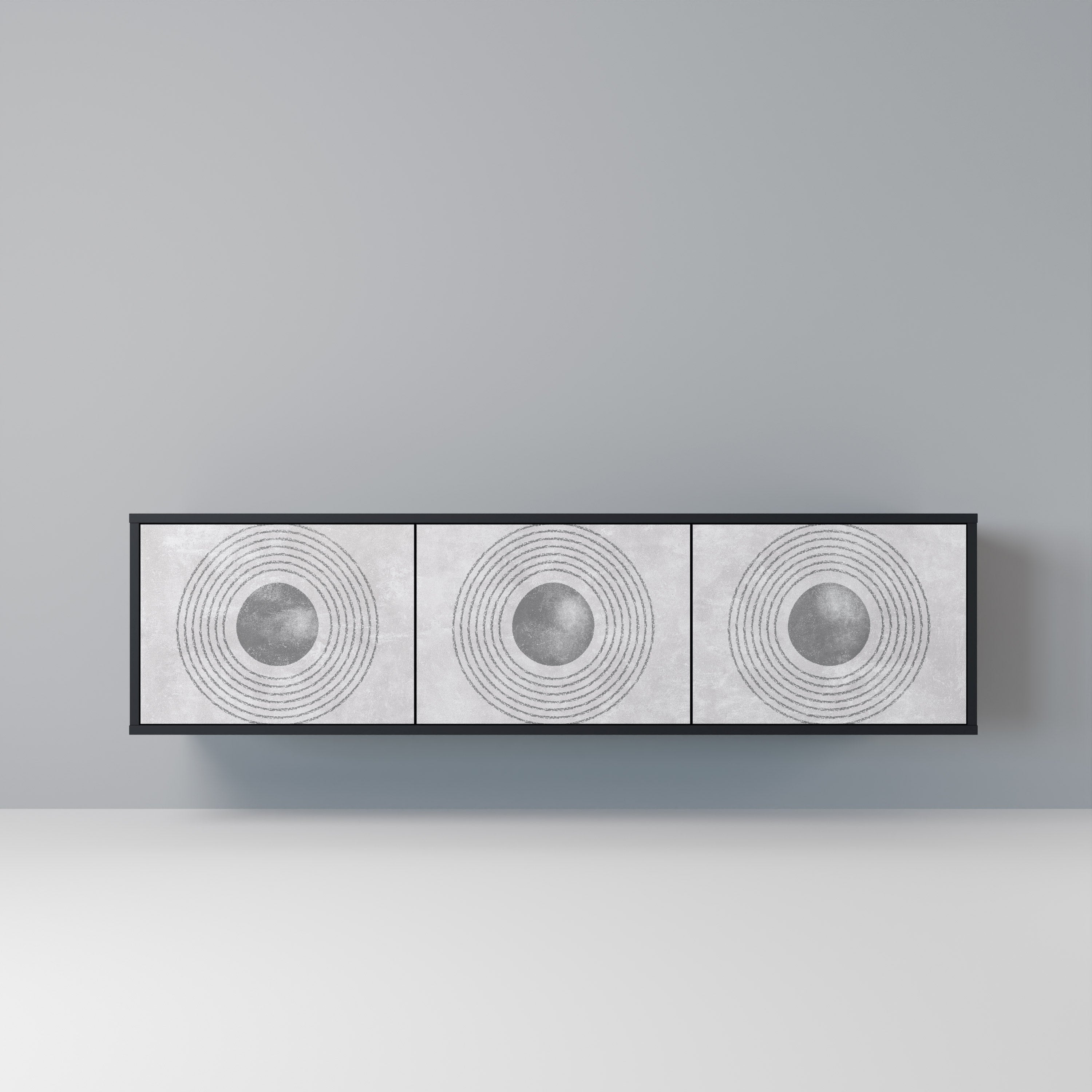 SOLID CIRCLES 3-Door TV Stand in Black Finish