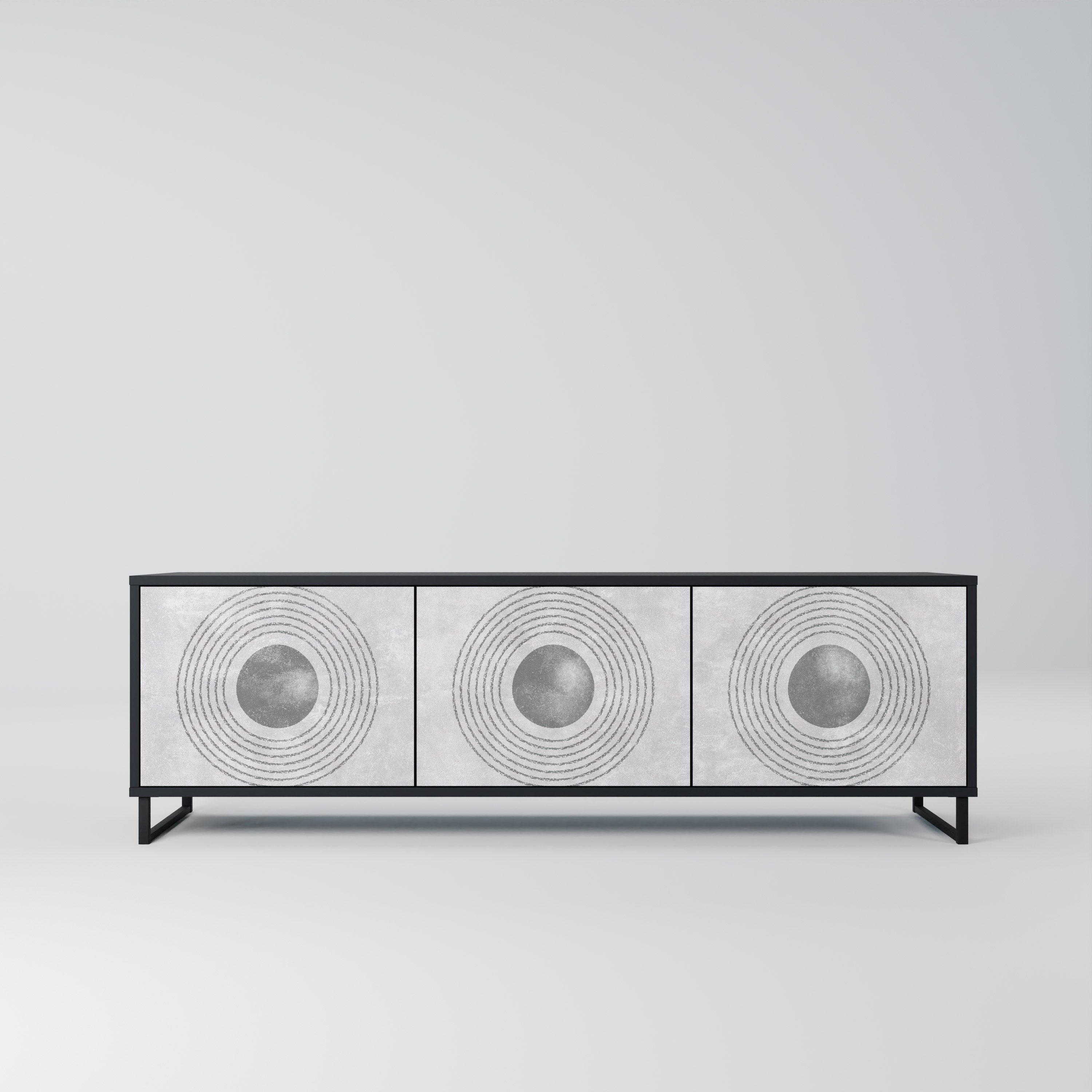 SOLID CIRCLES 3-Door TV Stand in Black Finish