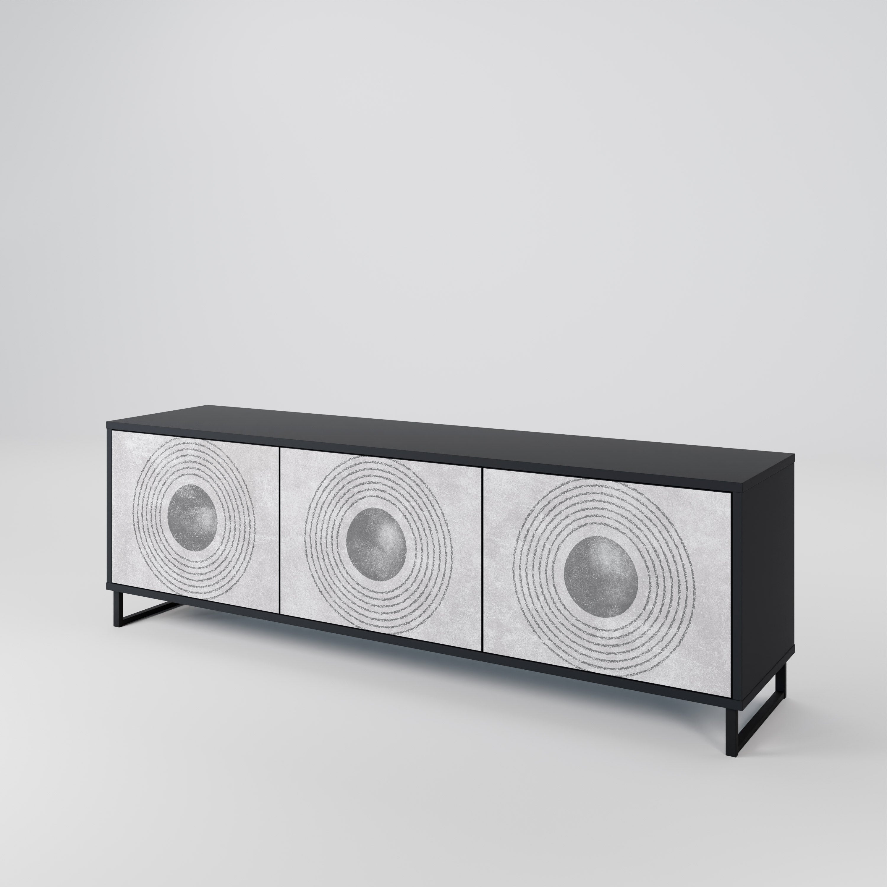 SOLID CIRCLES 3-Door TV Stand in Black Finish