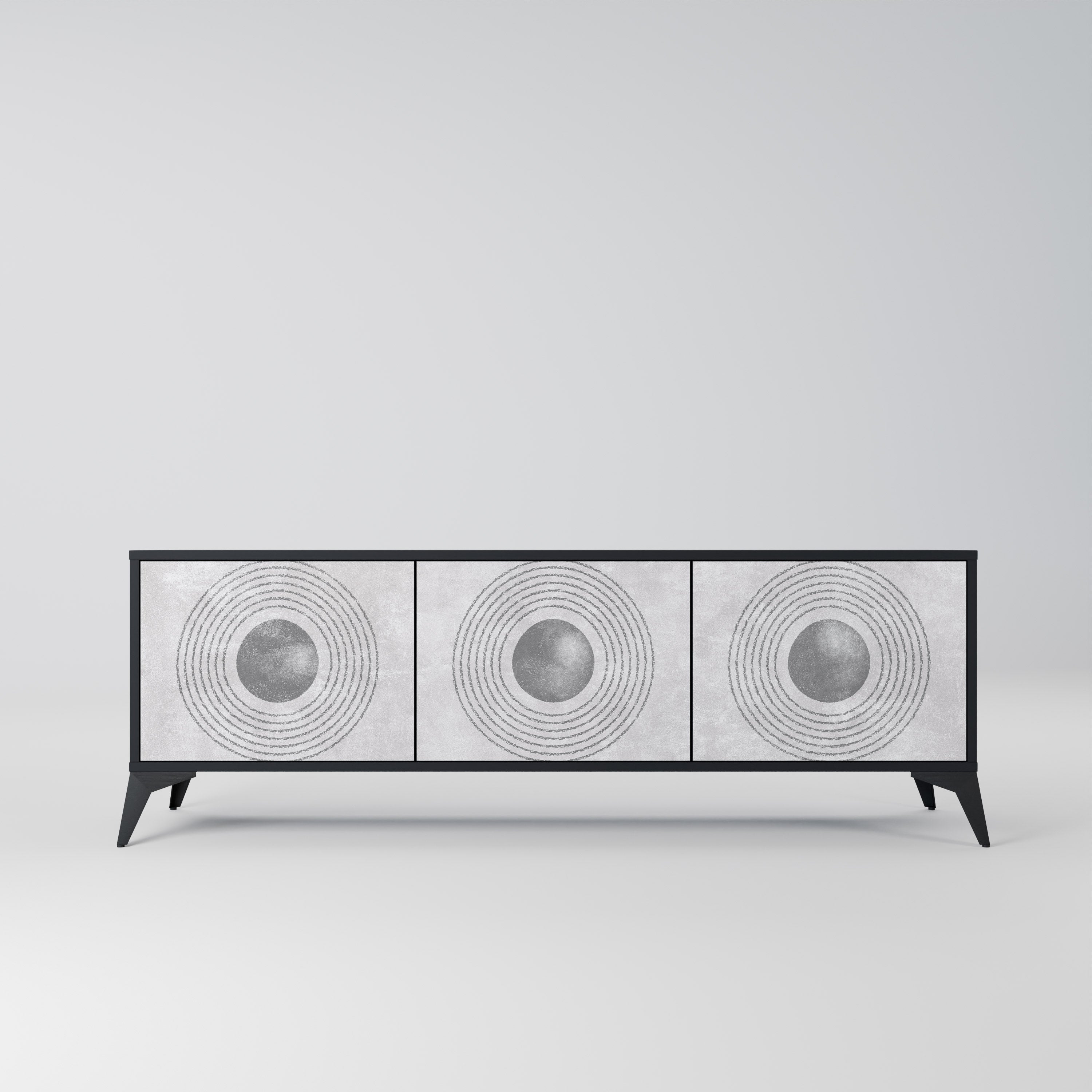 SOLID CIRCLES 3-Door TV Stand in Black Finish