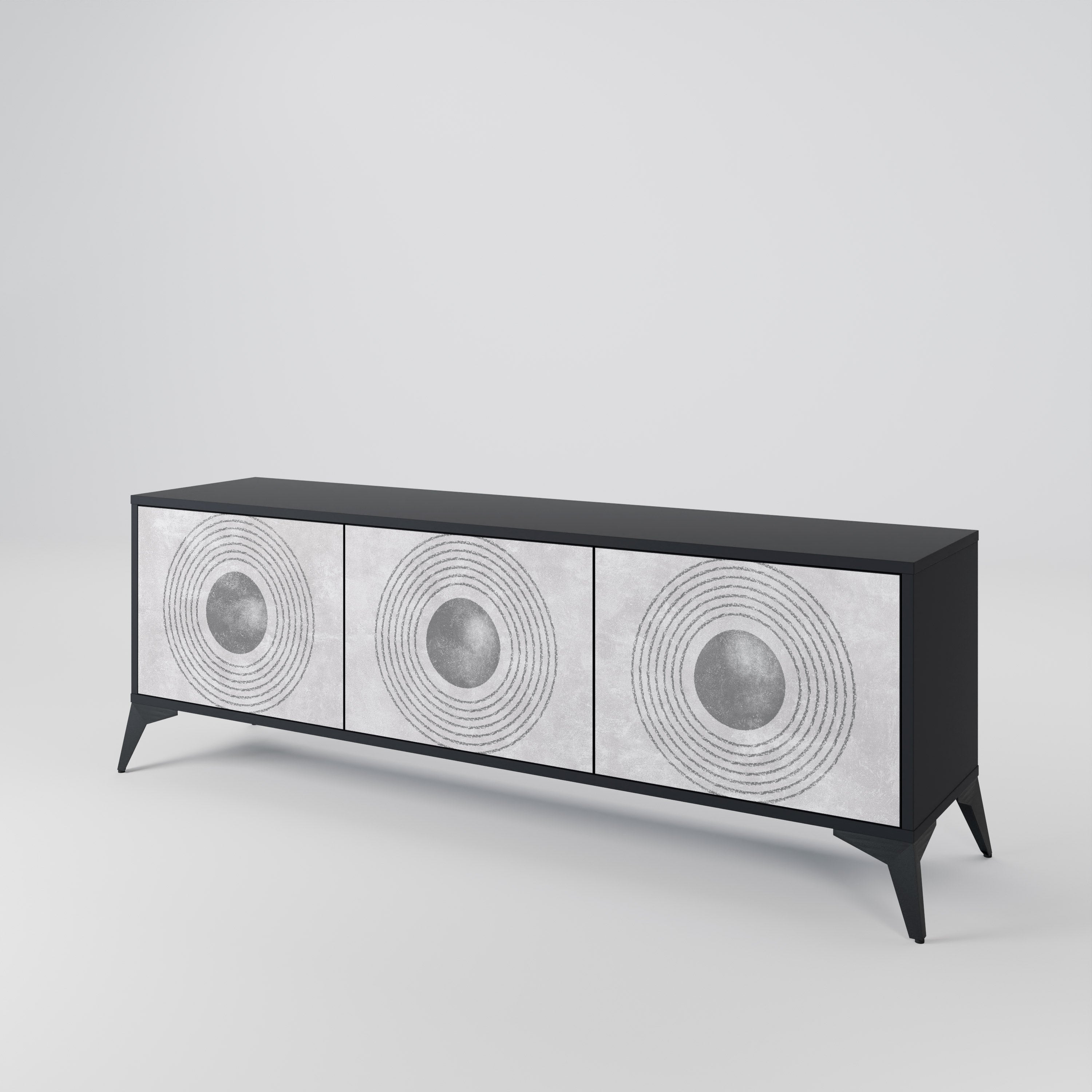SOLID CIRCLES 3-Door TV Stand in Black Finish
