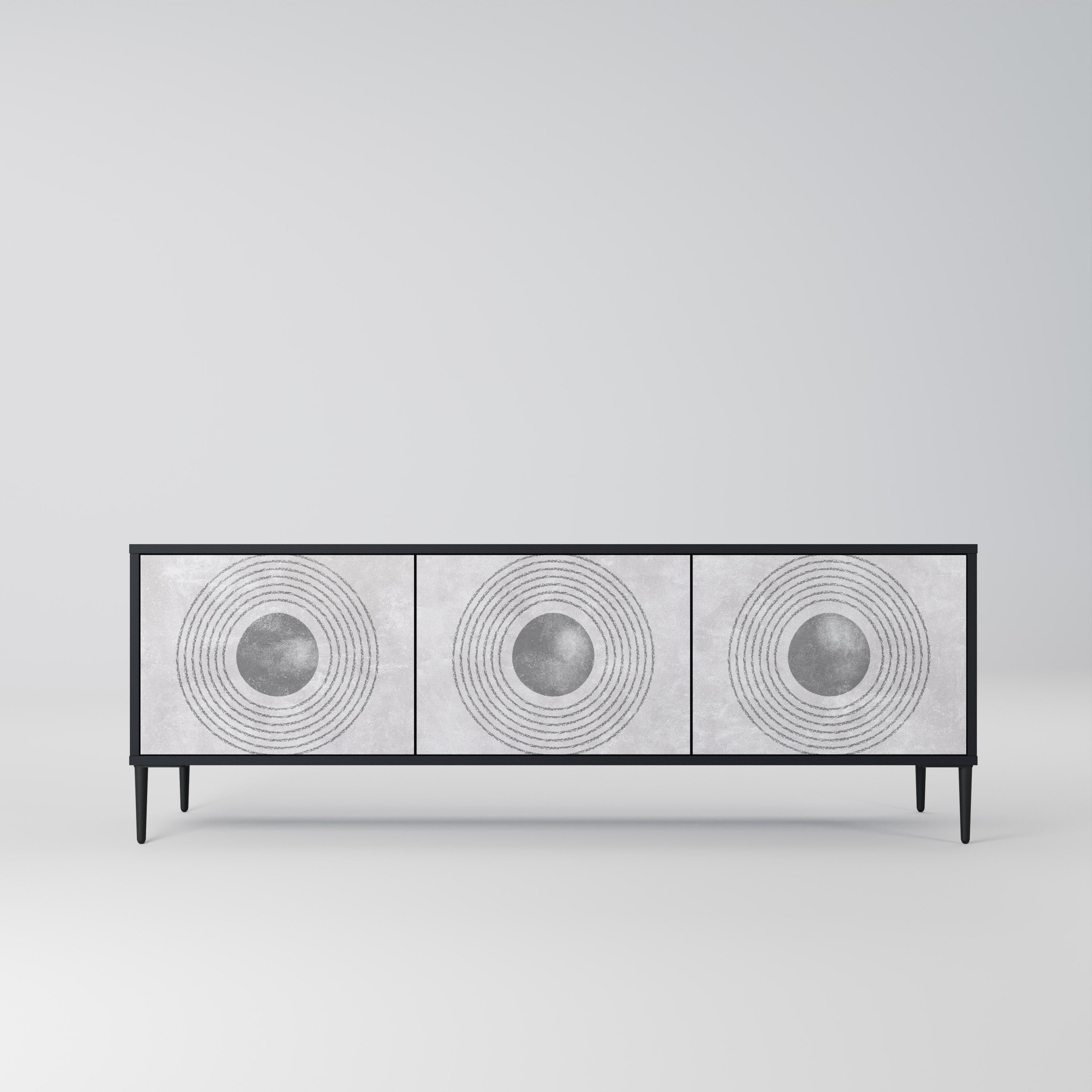 SOLID CIRCLES 3-Door TV Stand in Black Finish