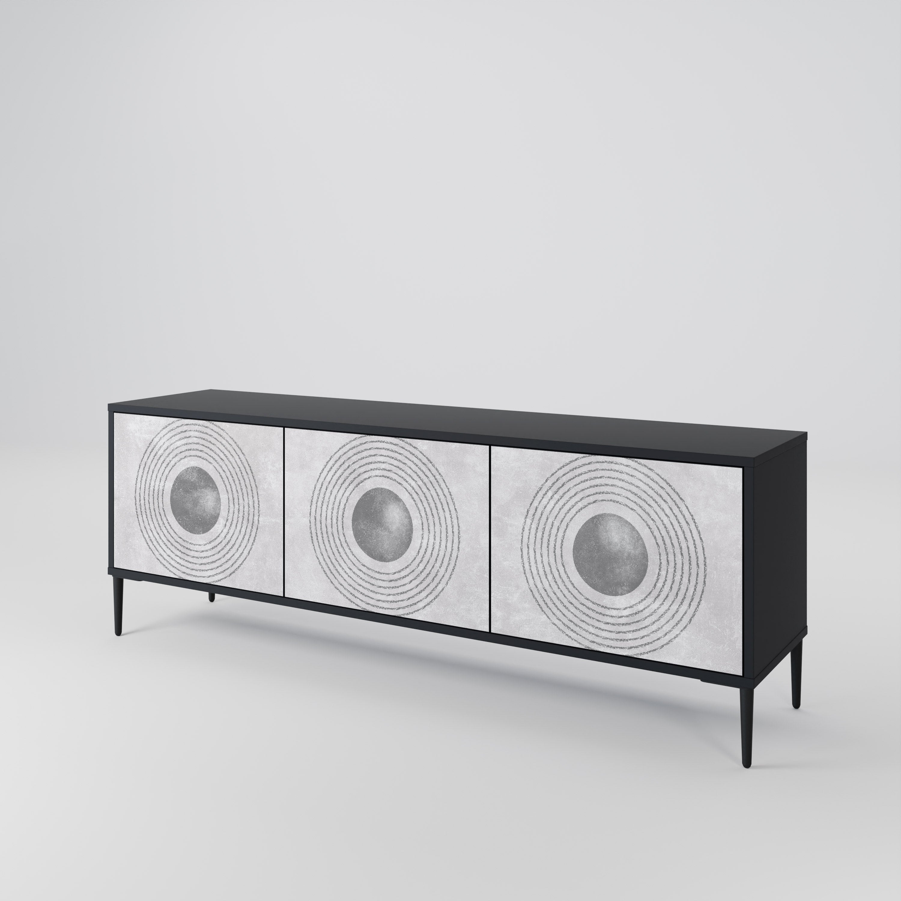 SOLID CIRCLES 3-Door TV Stand in Black Finish