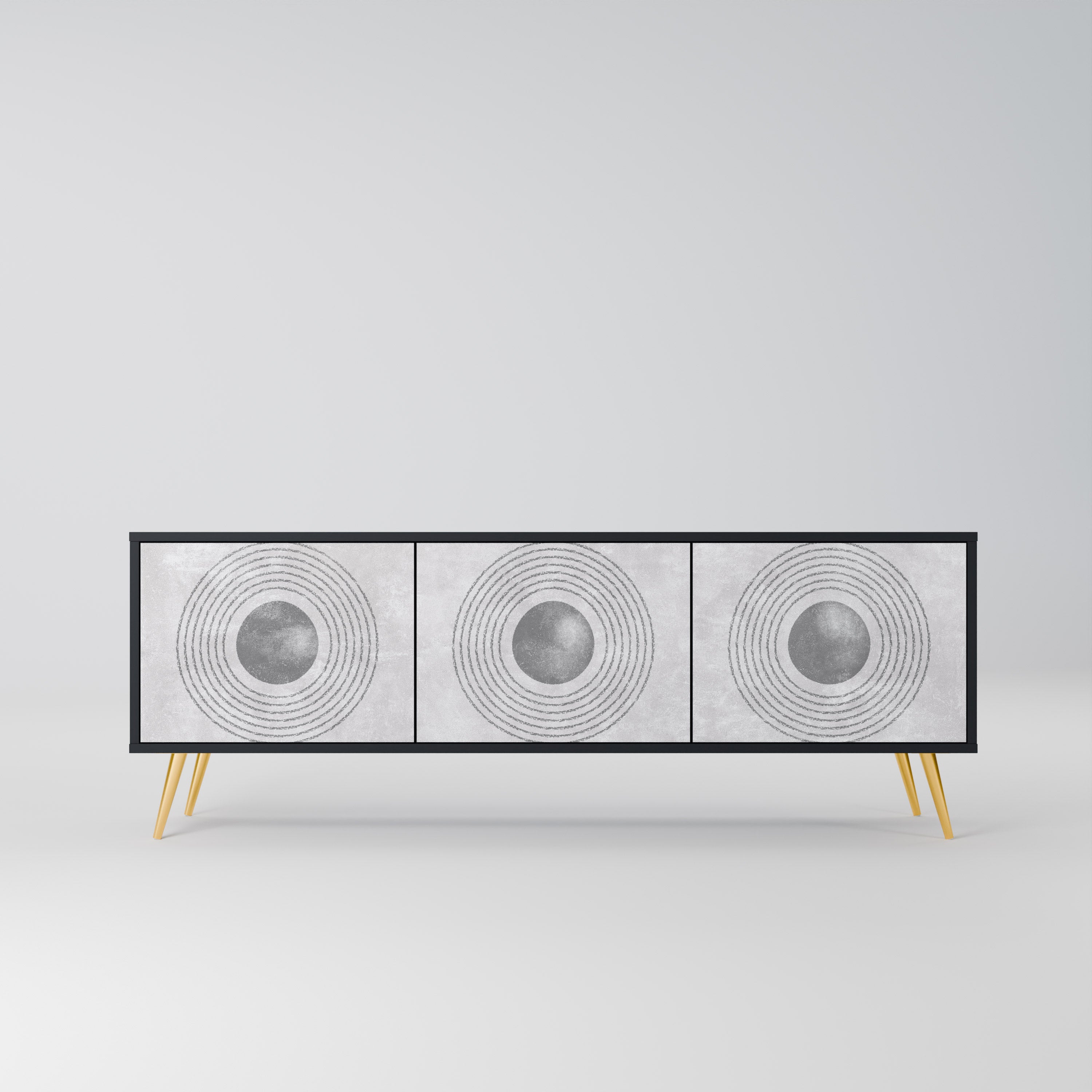 SOLID CIRCLES 3-Door TV Stand in Black Finish