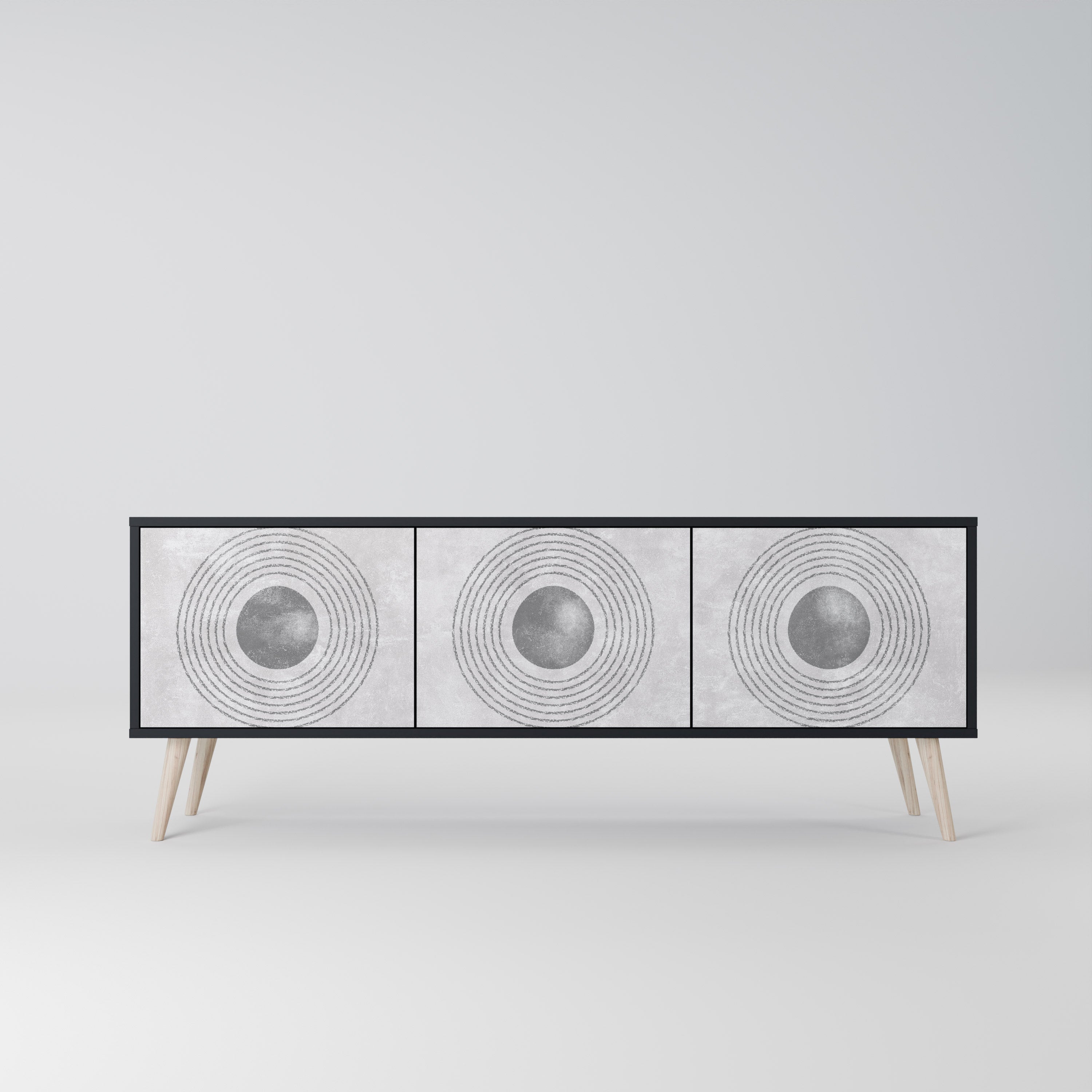 SOLID CIRCLES 3-Door TV Stand in Black Finish