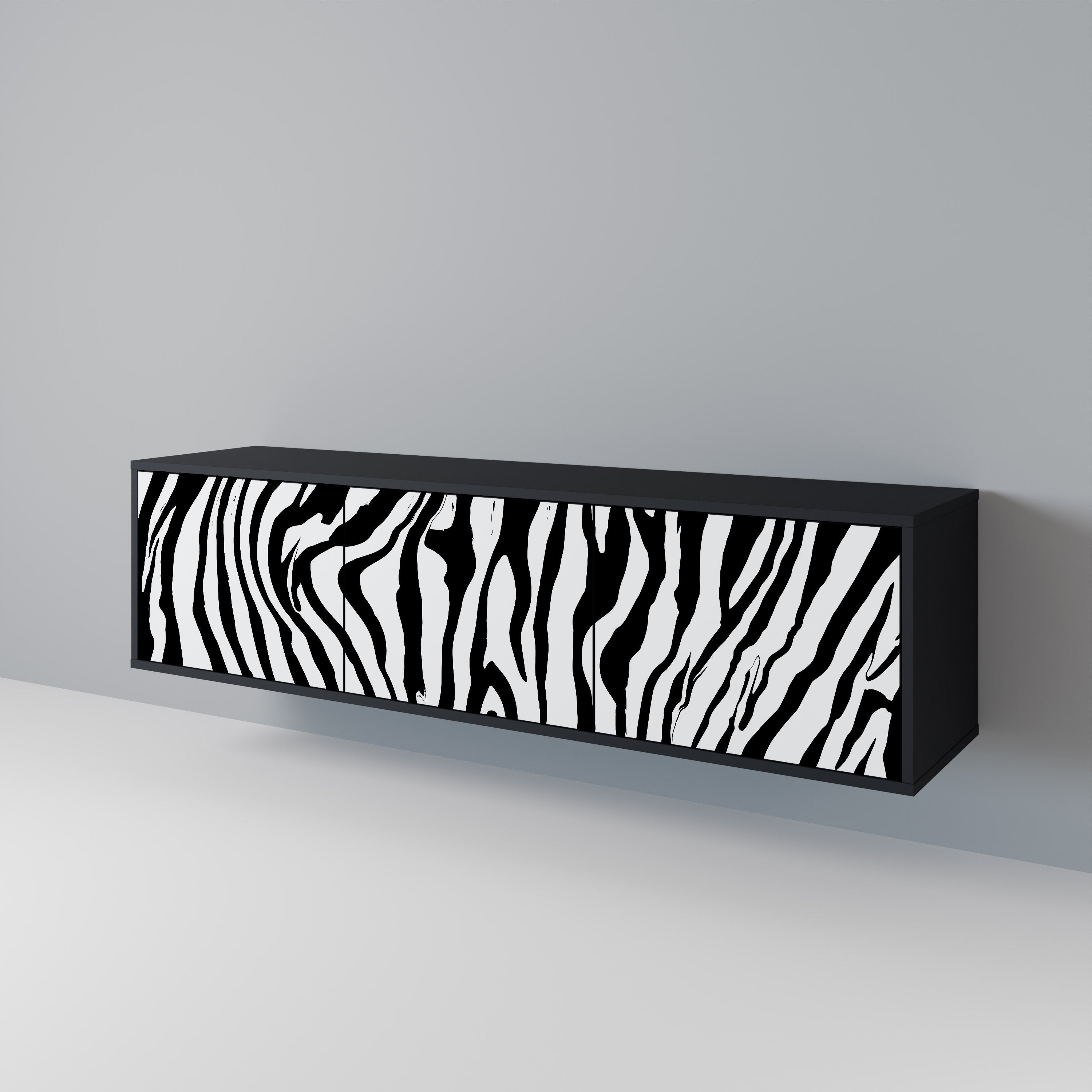 SPLENDID ZEBRA 3-Door TV Stand in Black Finish