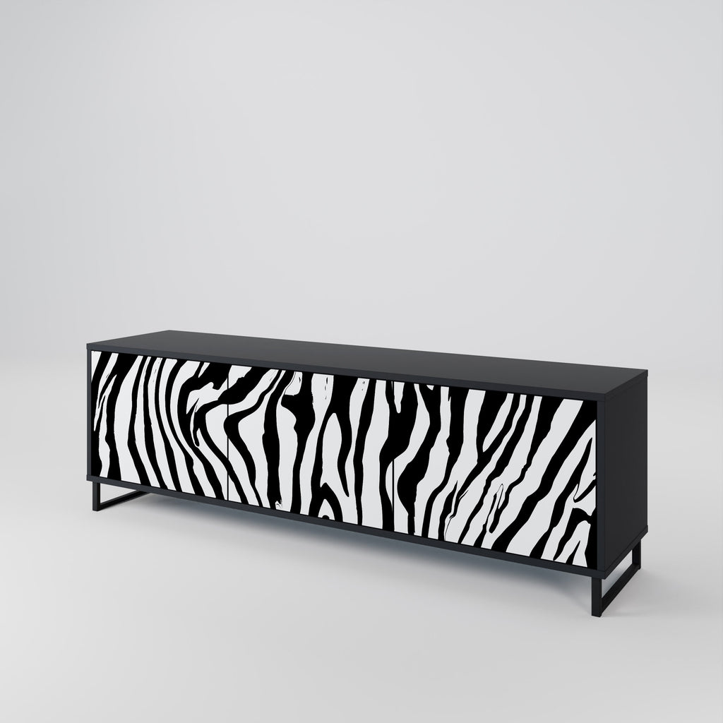 Βάση τηλεόρασης SPLENDID ZEBRA με 3 πόρτες σε μαύρο φινίρισμα