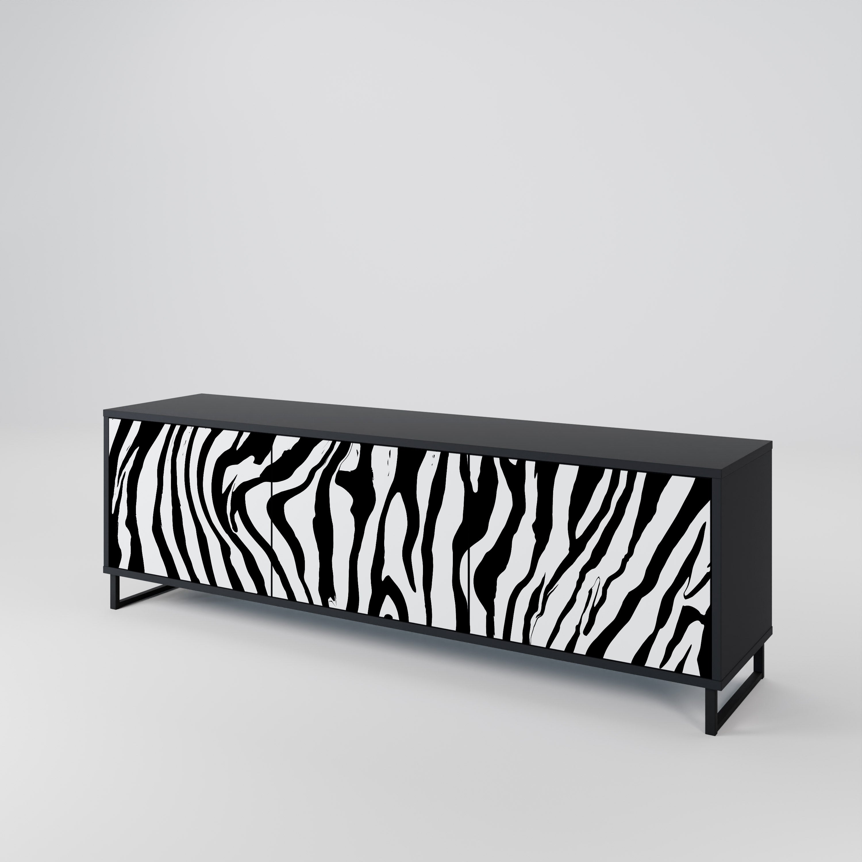 SPLENDID ZEBRA 3-Door TV Stand in Black Finish