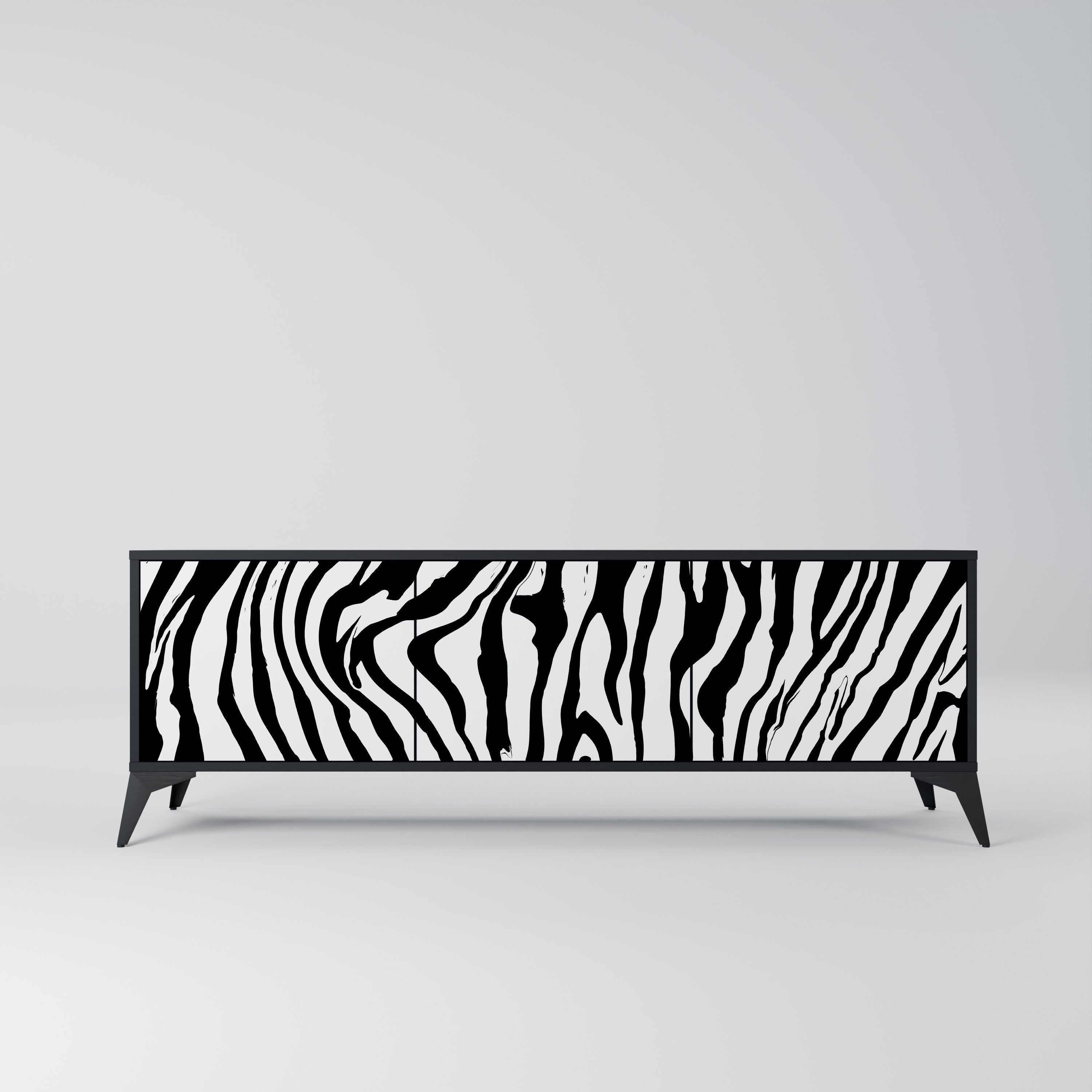 SPLENDID ZEBRA 3-Door TV Stand in Black Finish