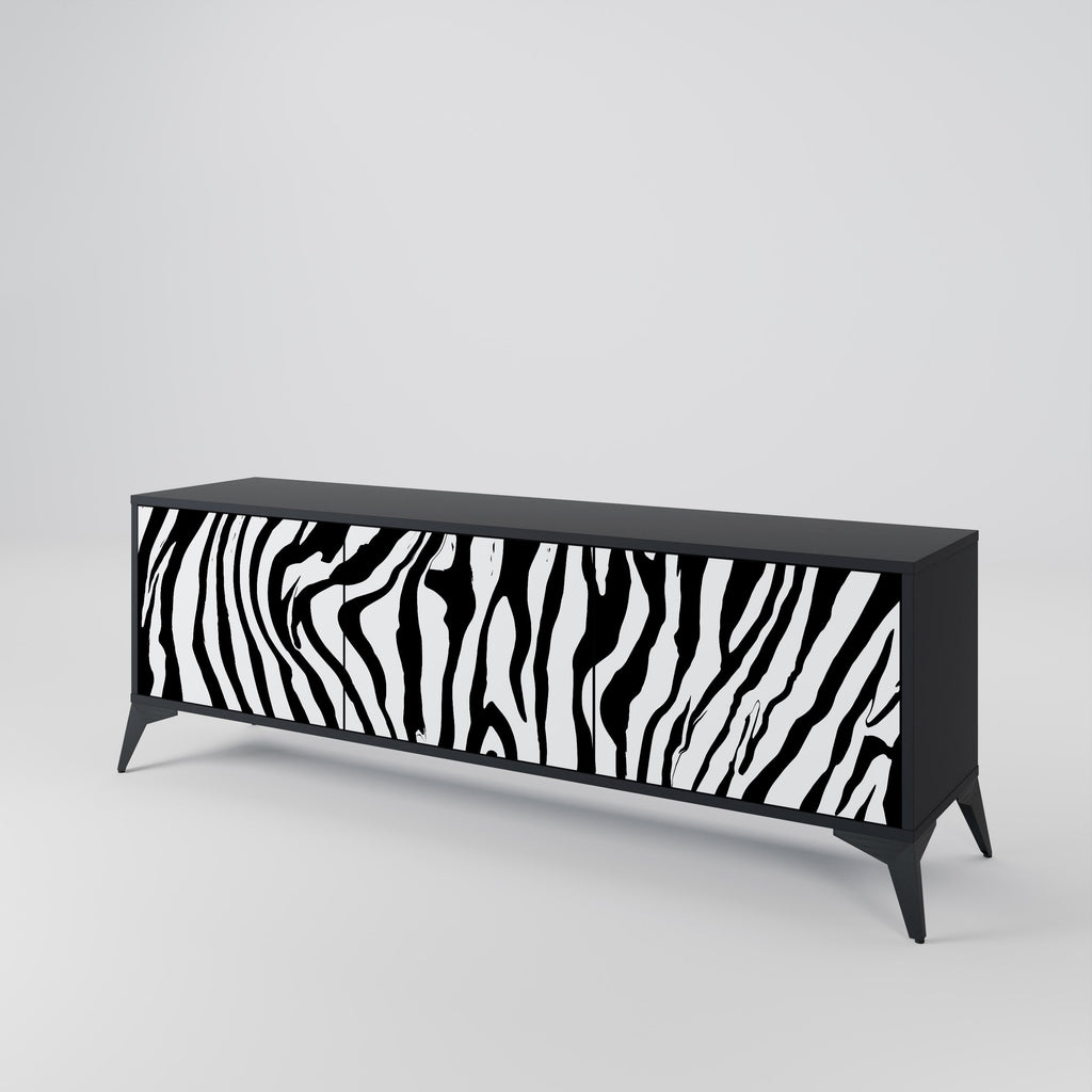 Βάση τηλεόρασης SPLENDID ZEBRA με 3 πόρτες σε μαύρο φινίρισμα