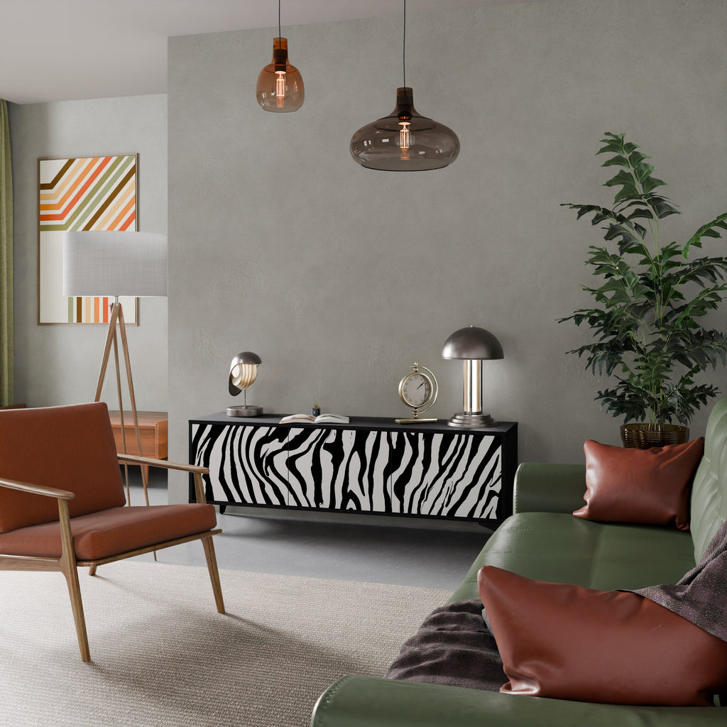 Βάση τηλεόρασης SPLENDID ZEBRA με 3 πόρτες σε μαύρο φινίρισμα