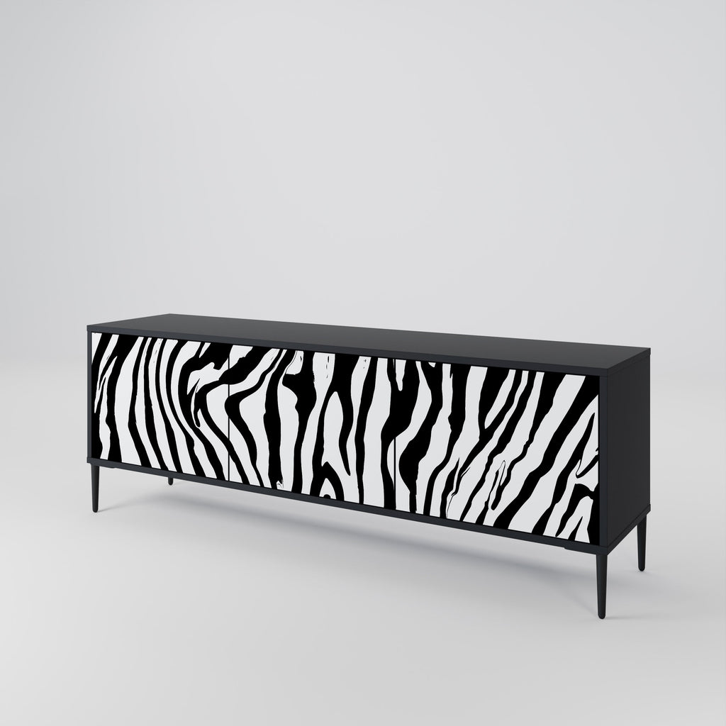 Βάση τηλεόρασης SPLENDID ZEBRA με 3 πόρτες σε μαύρο φινίρισμα