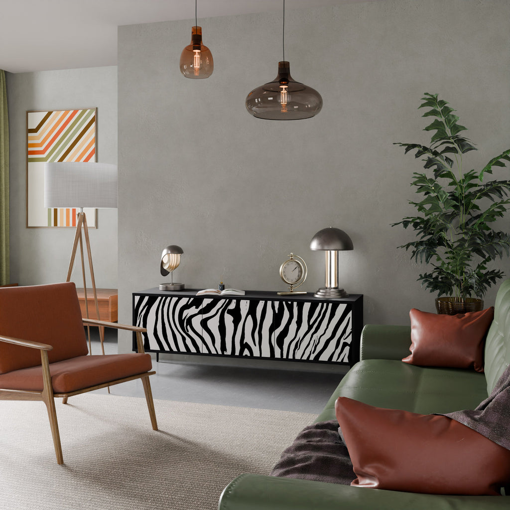 Βάση τηλεόρασης SPLENDID ZEBRA με 3 πόρτες σε μαύρο φινίρισμα
