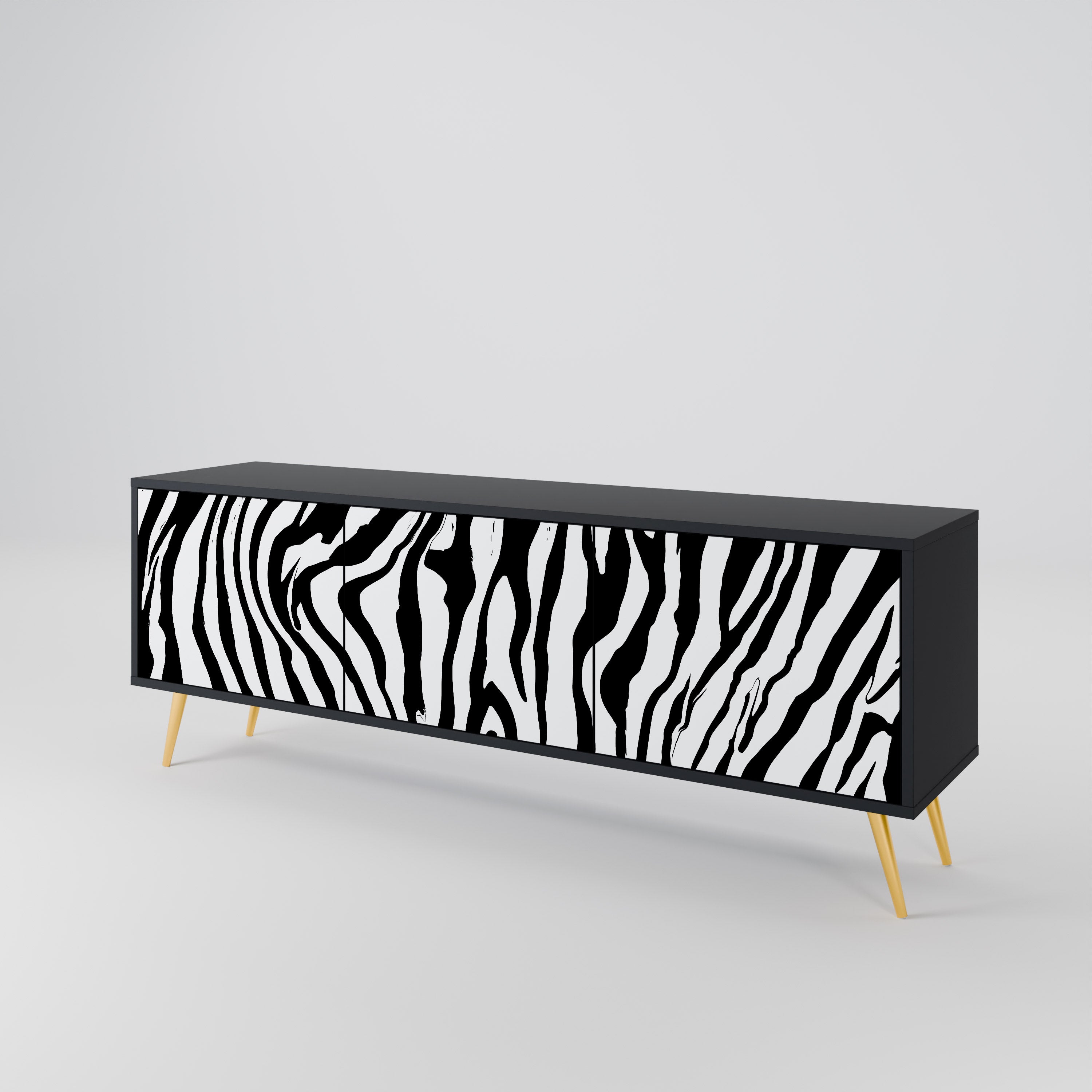 SPLENDID ZEBRA 3-Door TV Stand in Black Finish