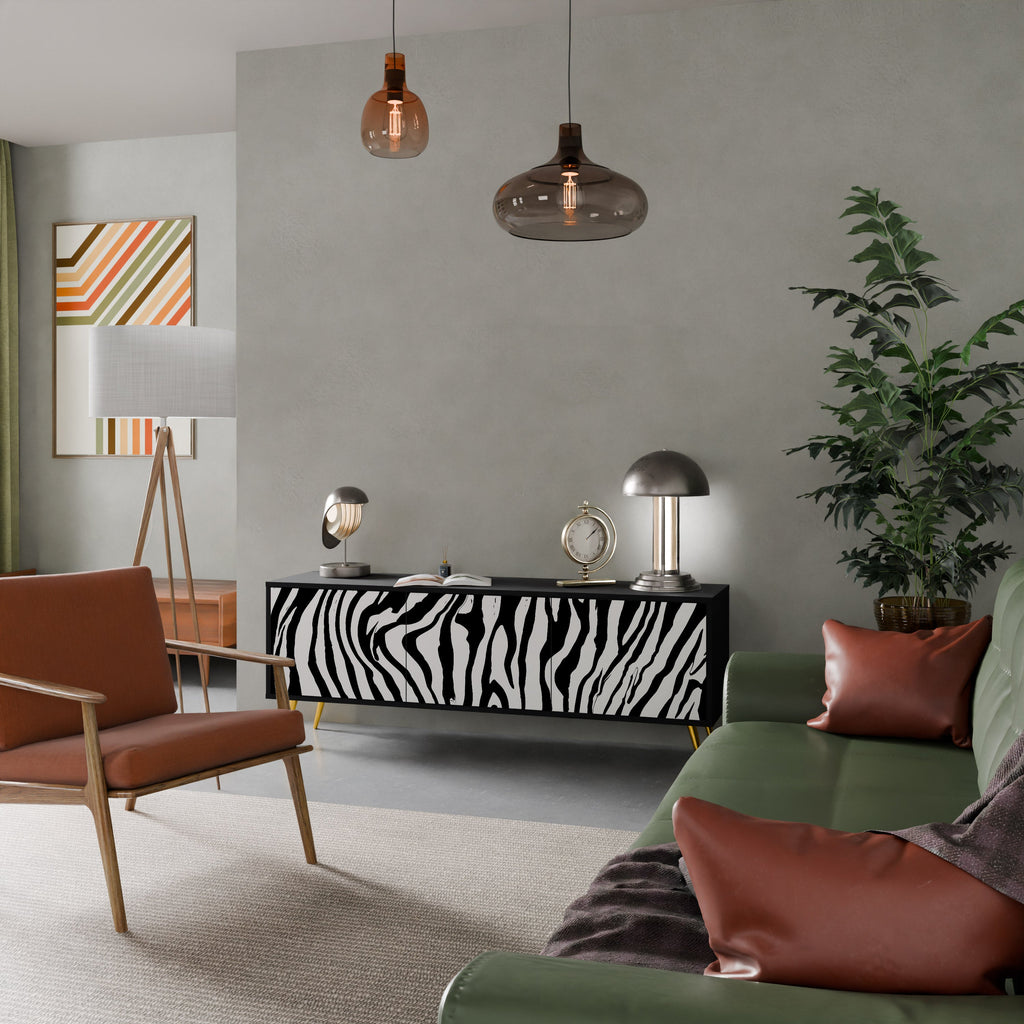 Βάση τηλεόρασης SPLENDID ZEBRA με 3 πόρτες σε μαύρο φινίρισμα