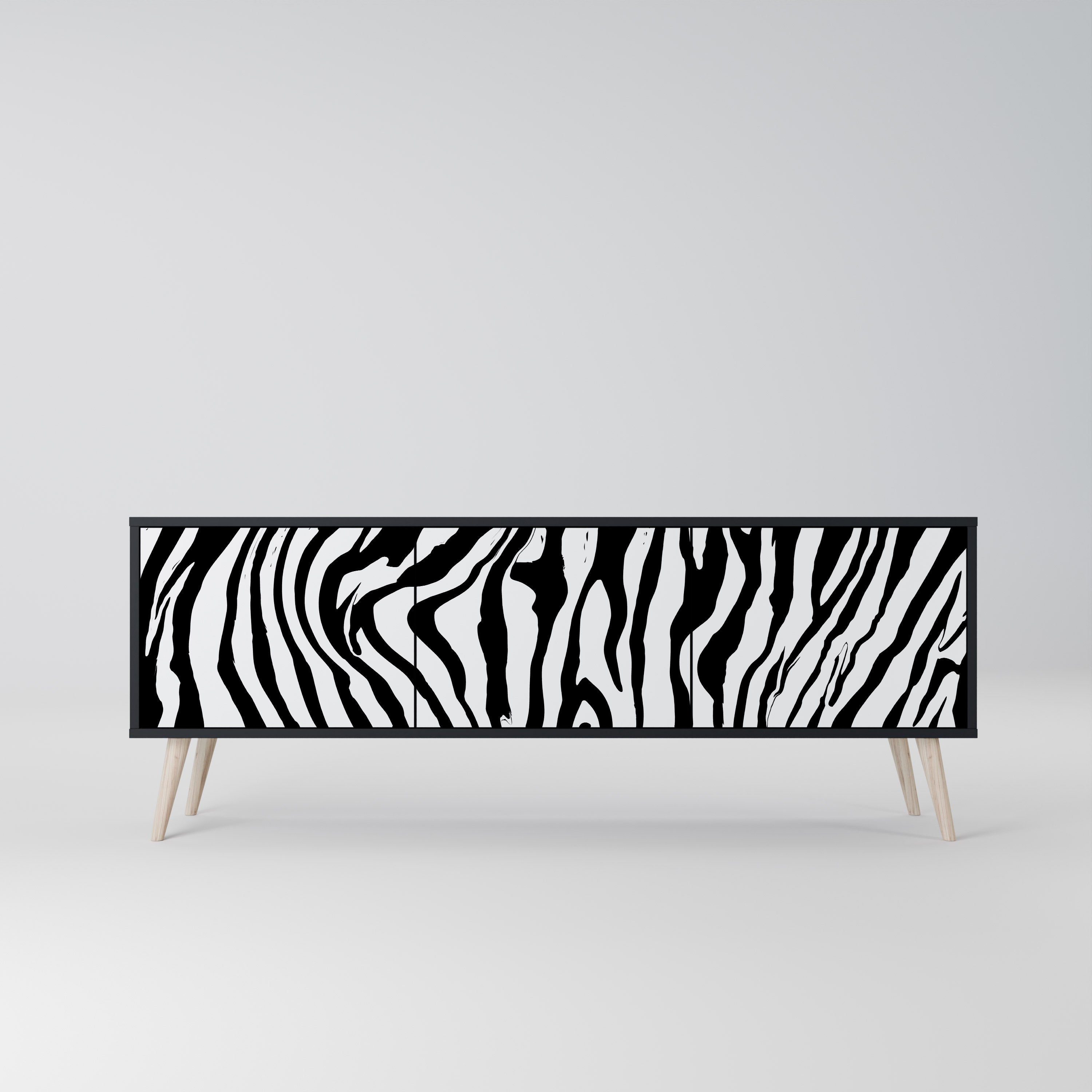 SPLENDID ZEBRA 3-Door TV Stand in Black Finish