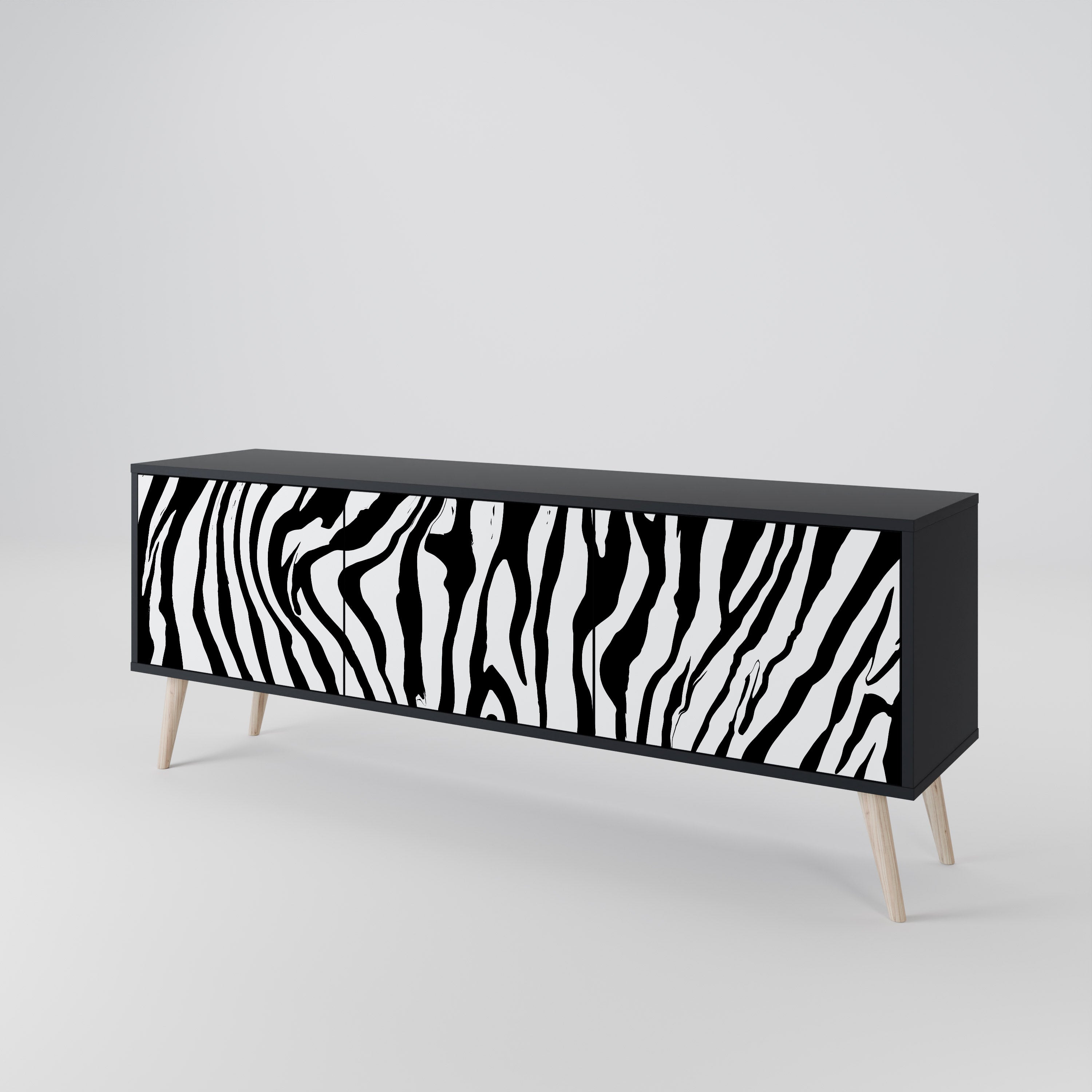SPLENDID ZEBRA 3-Door TV Stand in Black Finish
