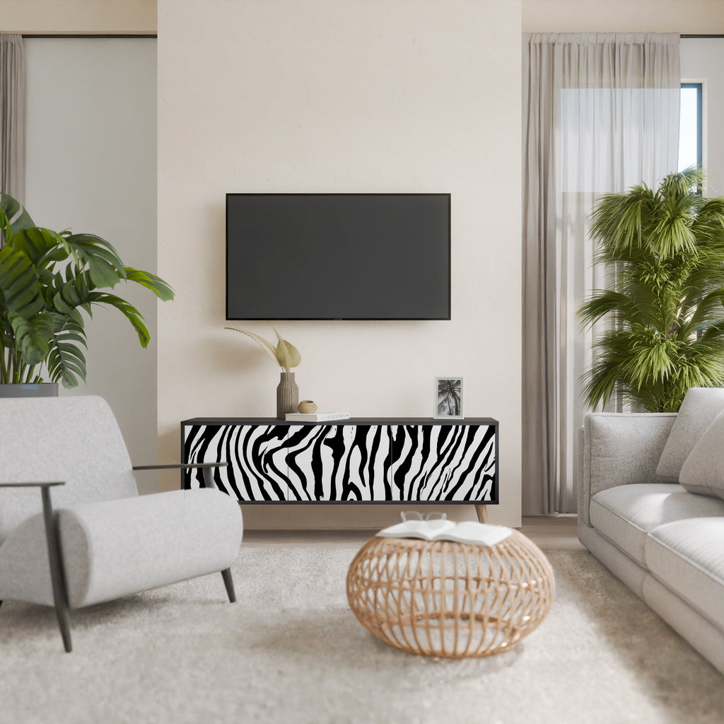Βάση τηλεόρασης SPLENDID ZEBRA με 3 πόρτες σε μαύρο φινίρισμα