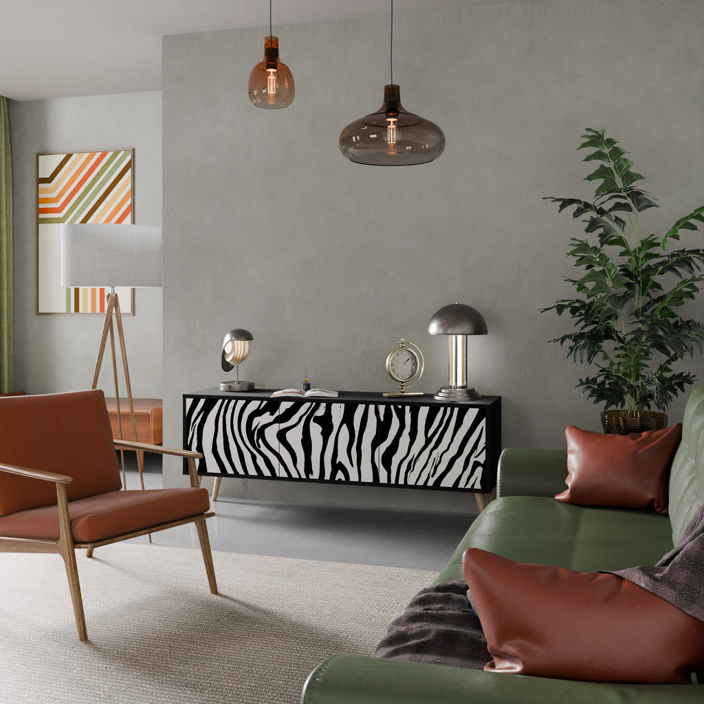 Βάση τηλεόρασης SPLENDID ZEBRA με 3 πόρτες σε μαύρο φινίρισμα