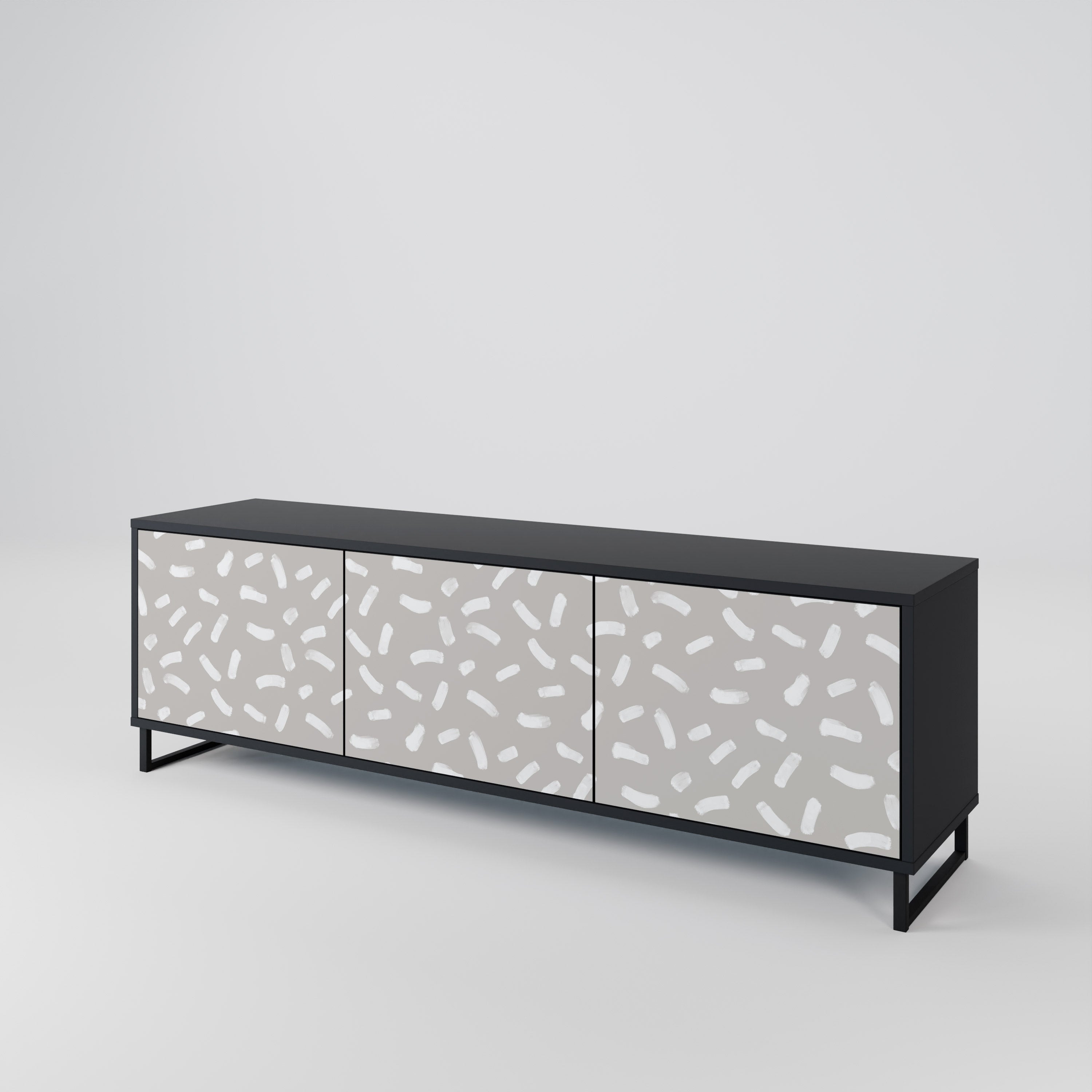 PASSING SECONDS 3-Door TV Stand in Black Finish