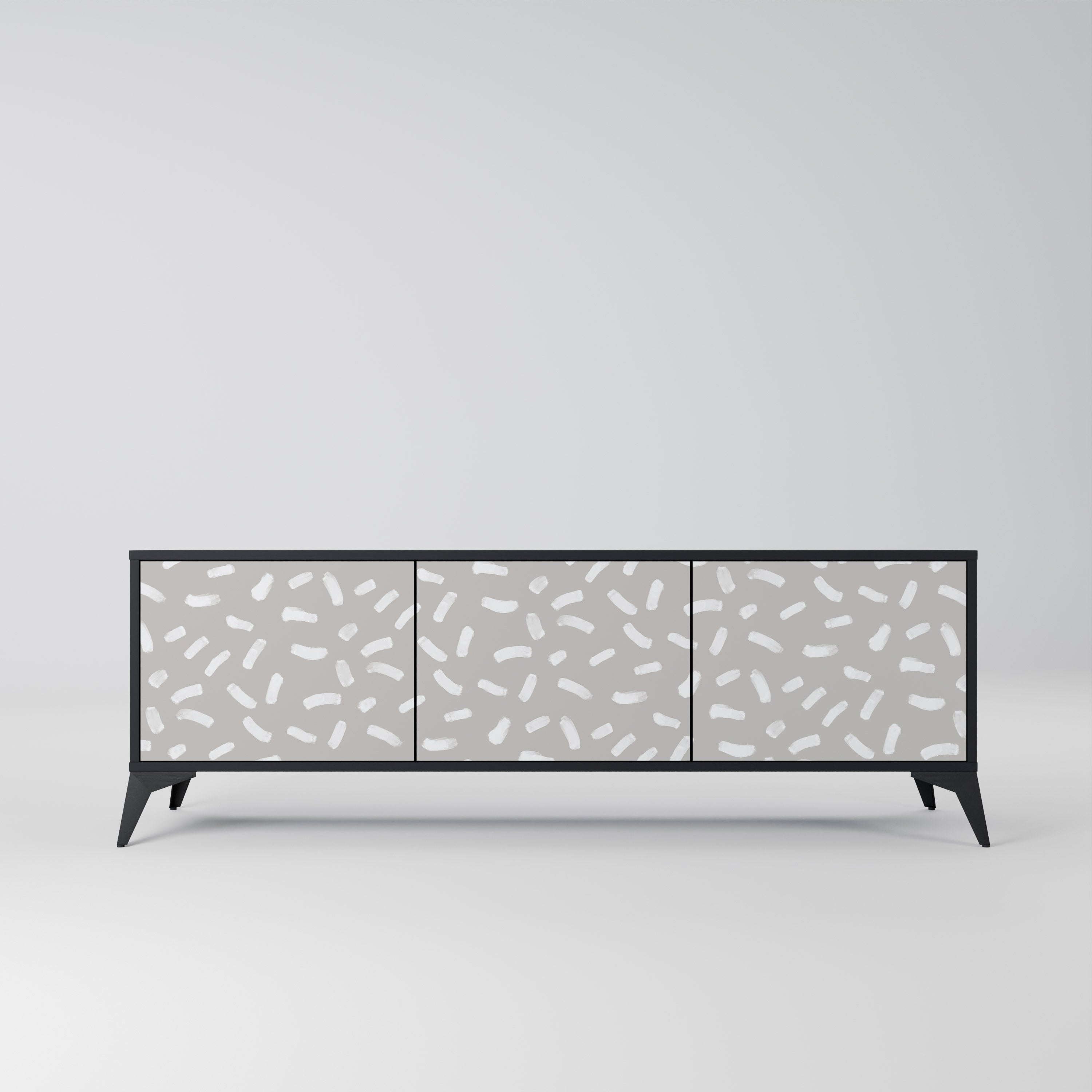 PASSING SECONDS 3-Door TV Stand in Black Finish