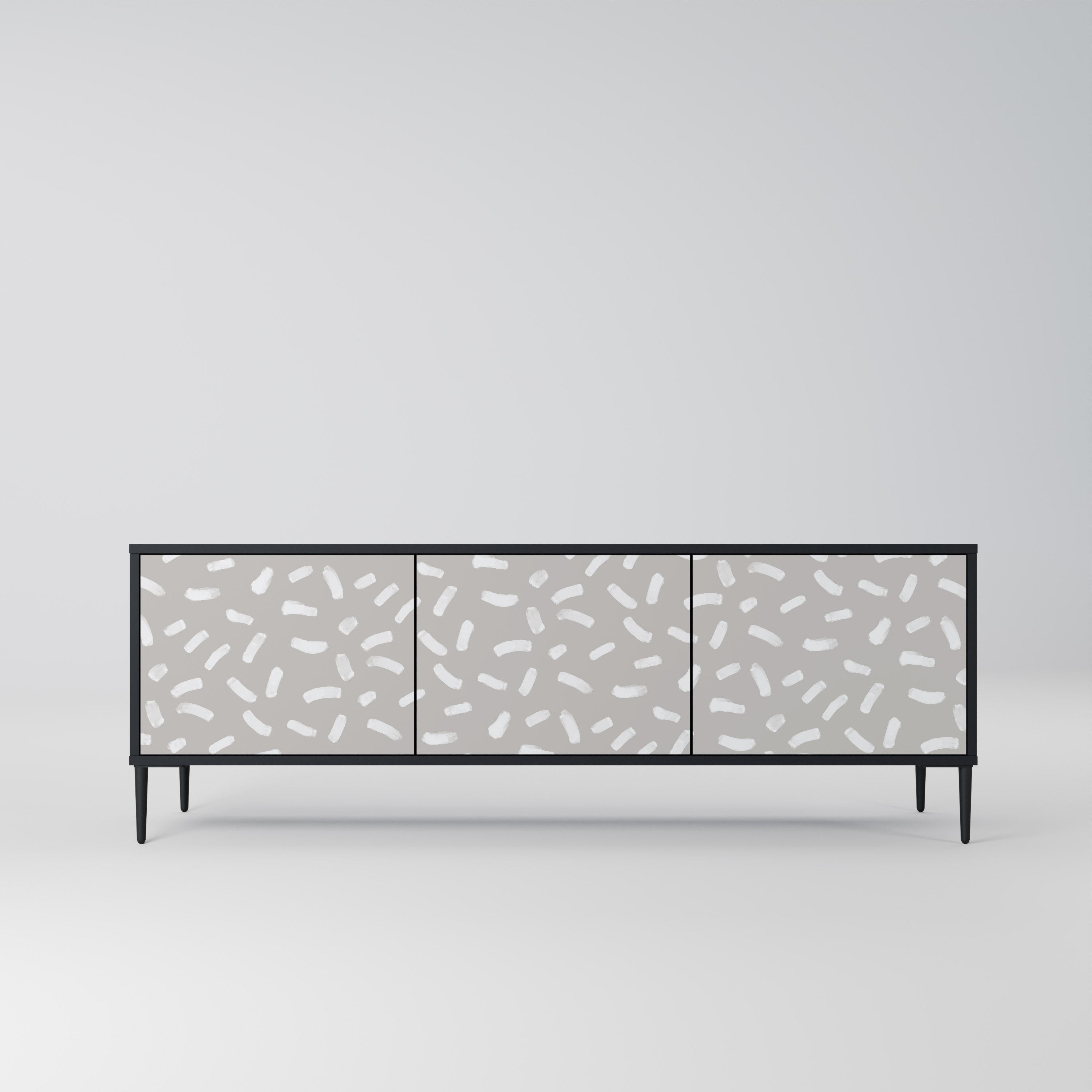 PASSING SECONDS 3-Door TV Stand in Black Finish