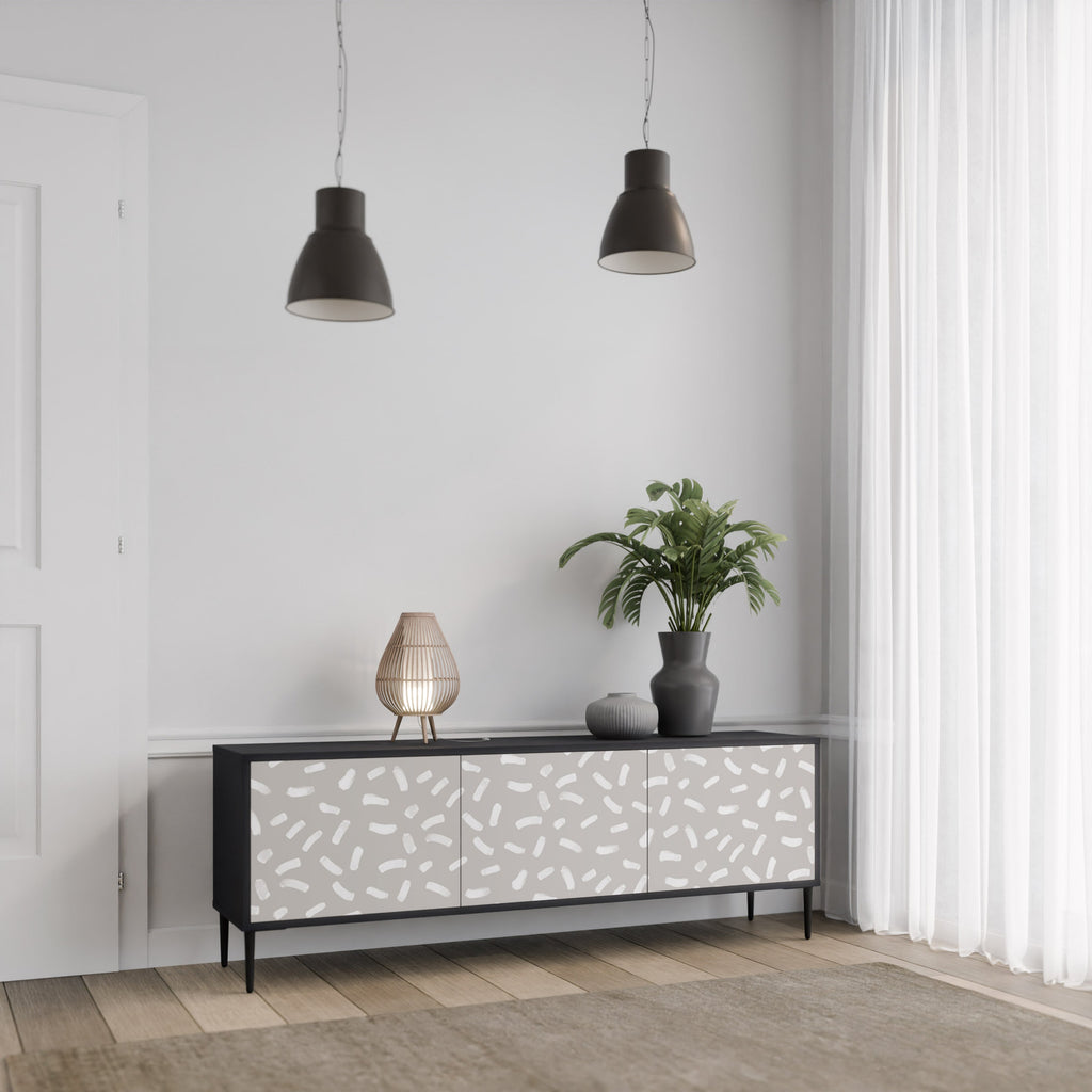 PASSING SECONDS 3-Door TV Stand in Black Finish