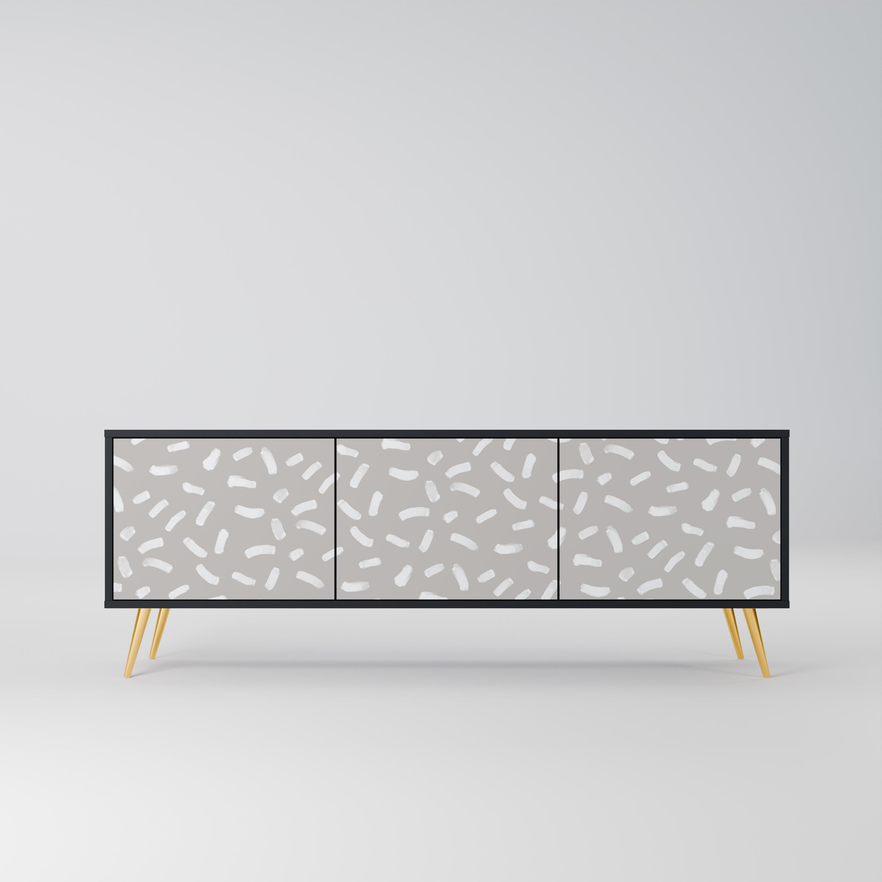 PASSING SECONDS 3-Door TV Stand in Black Finish