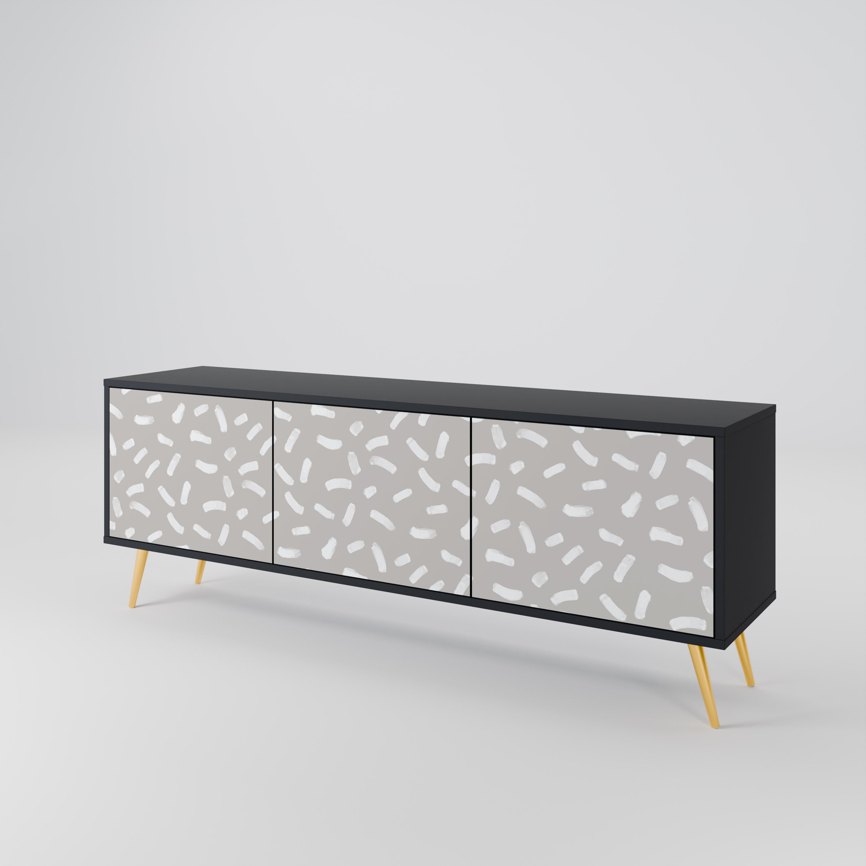 PASSING SECONDS 3-Door TV Stand in Black Finish