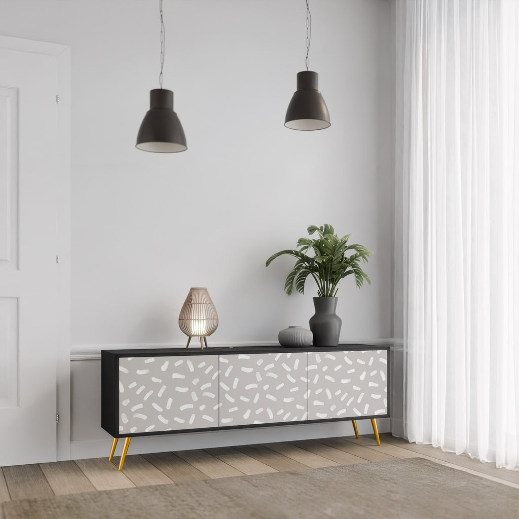 PASSING SECONDS 3-Door TV Stand in Black Finish