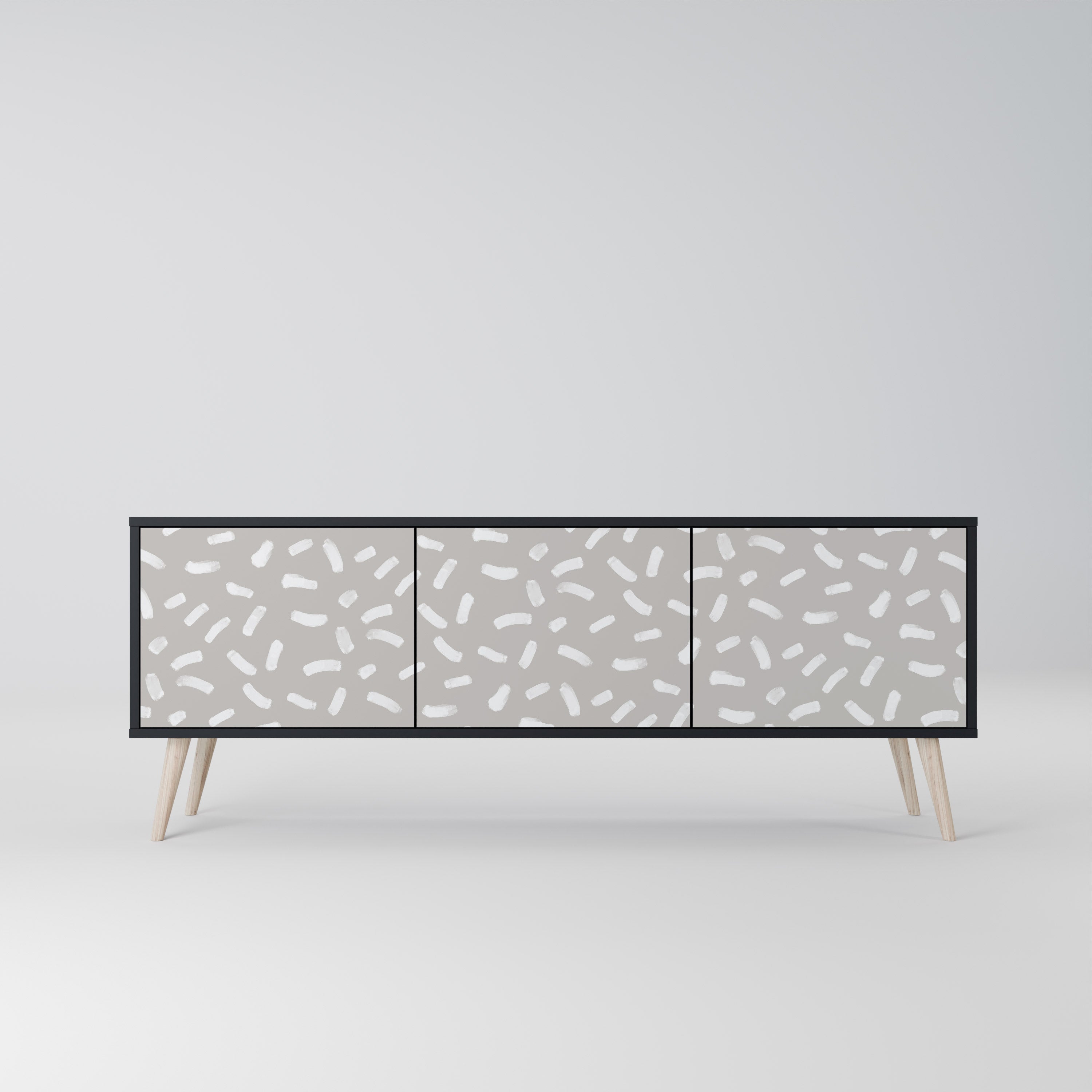 PASSING SECONDS 3-Door TV Stand in Black Finish