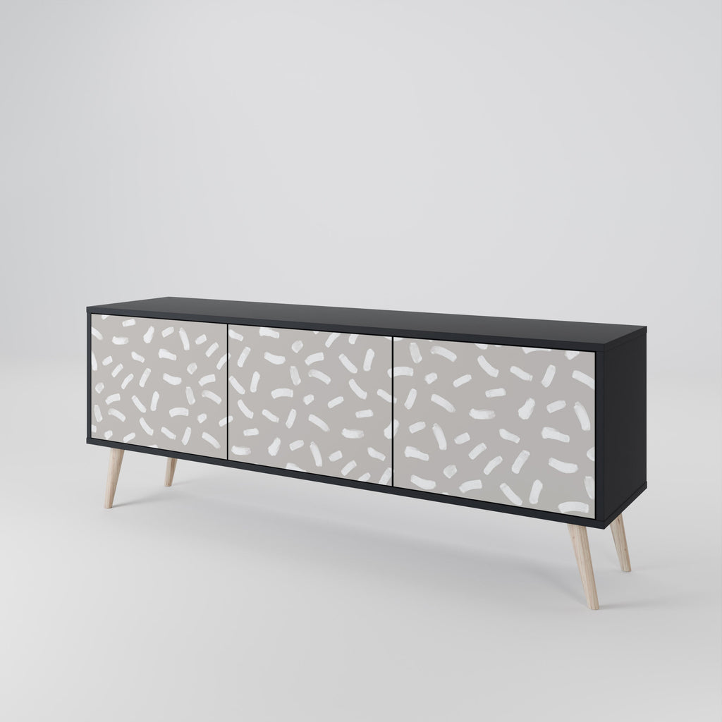 PASSING SECONDS 3-Door TV Stand in Black Finish