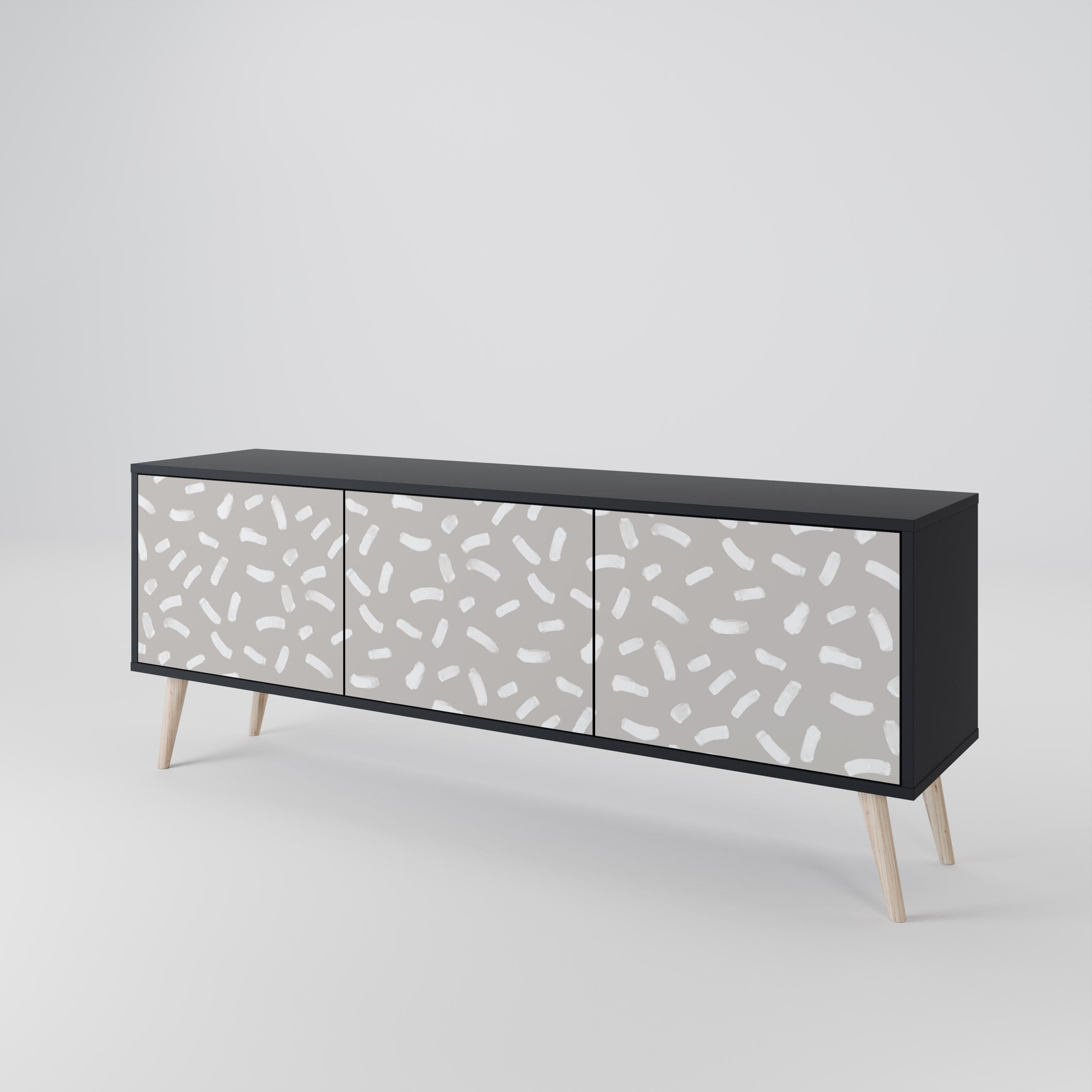 PASSING SECONDS 3-Door TV Stand in Black Finish