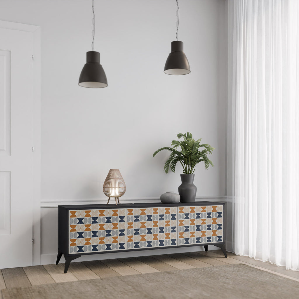 REFLECTION RANGE 3-Door TV Stand in Black Finish
