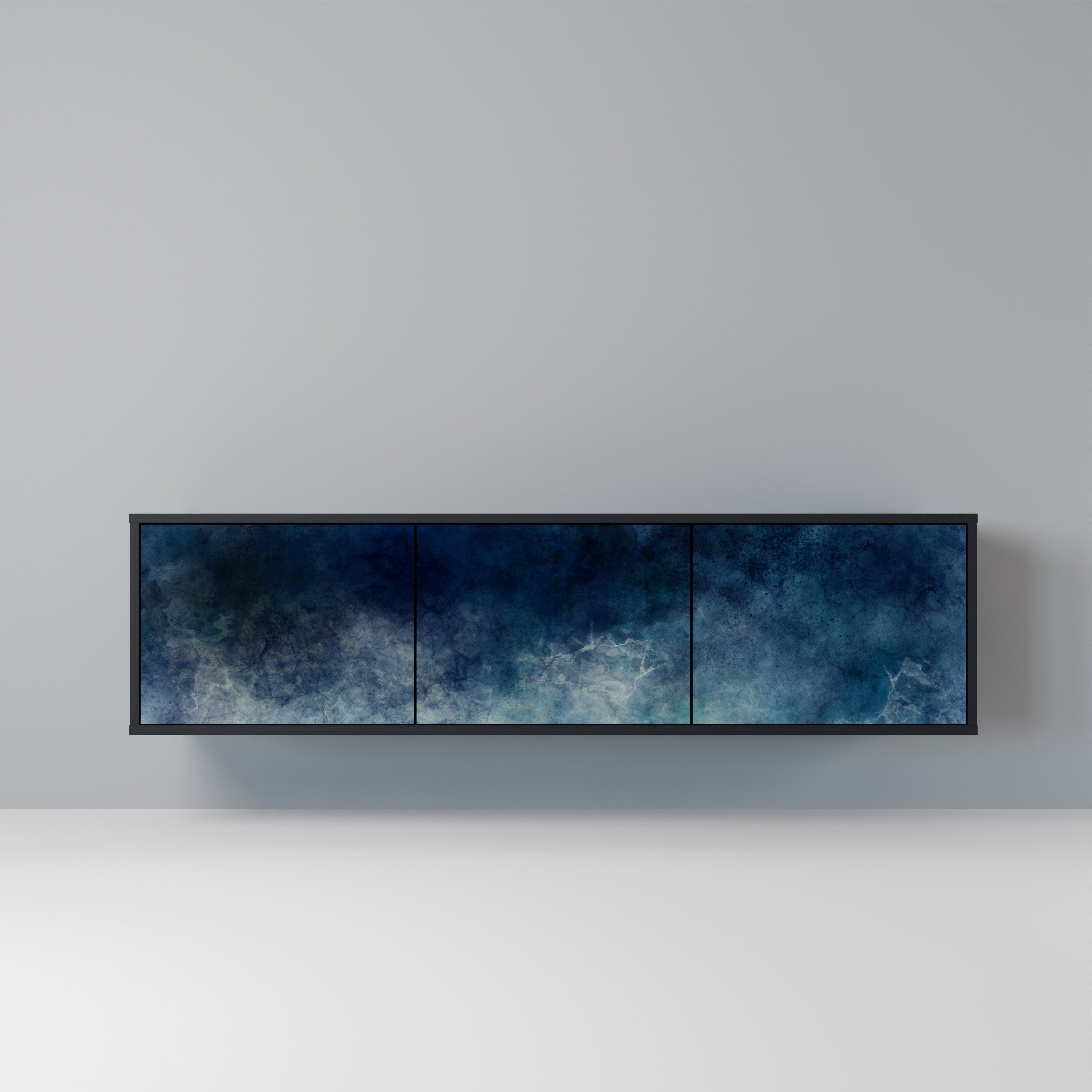 CELESTIAL FALL 3-Door TV Stand in Black Finish