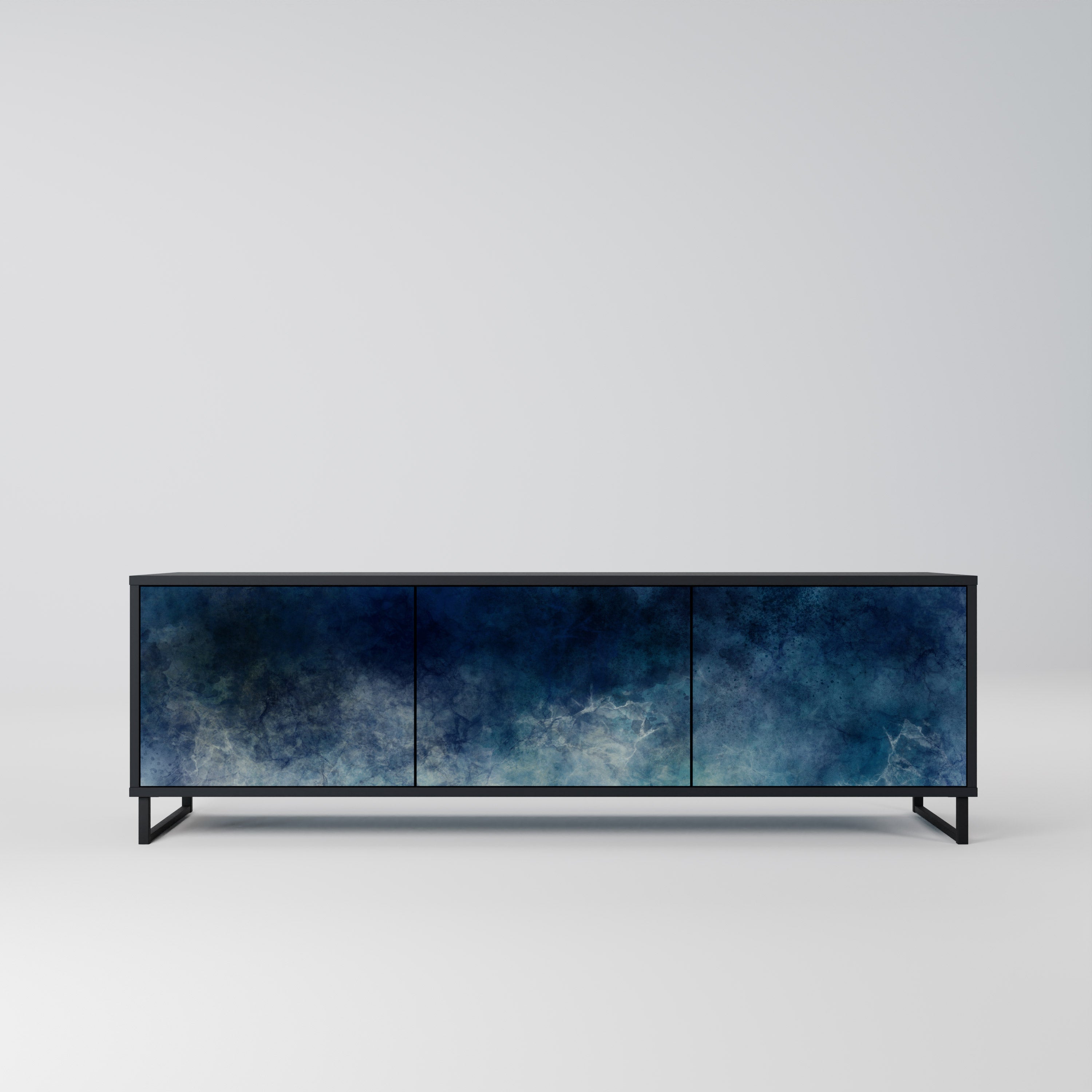 CELESTIAL FALL 3-Door TV Stand in Black Finish
