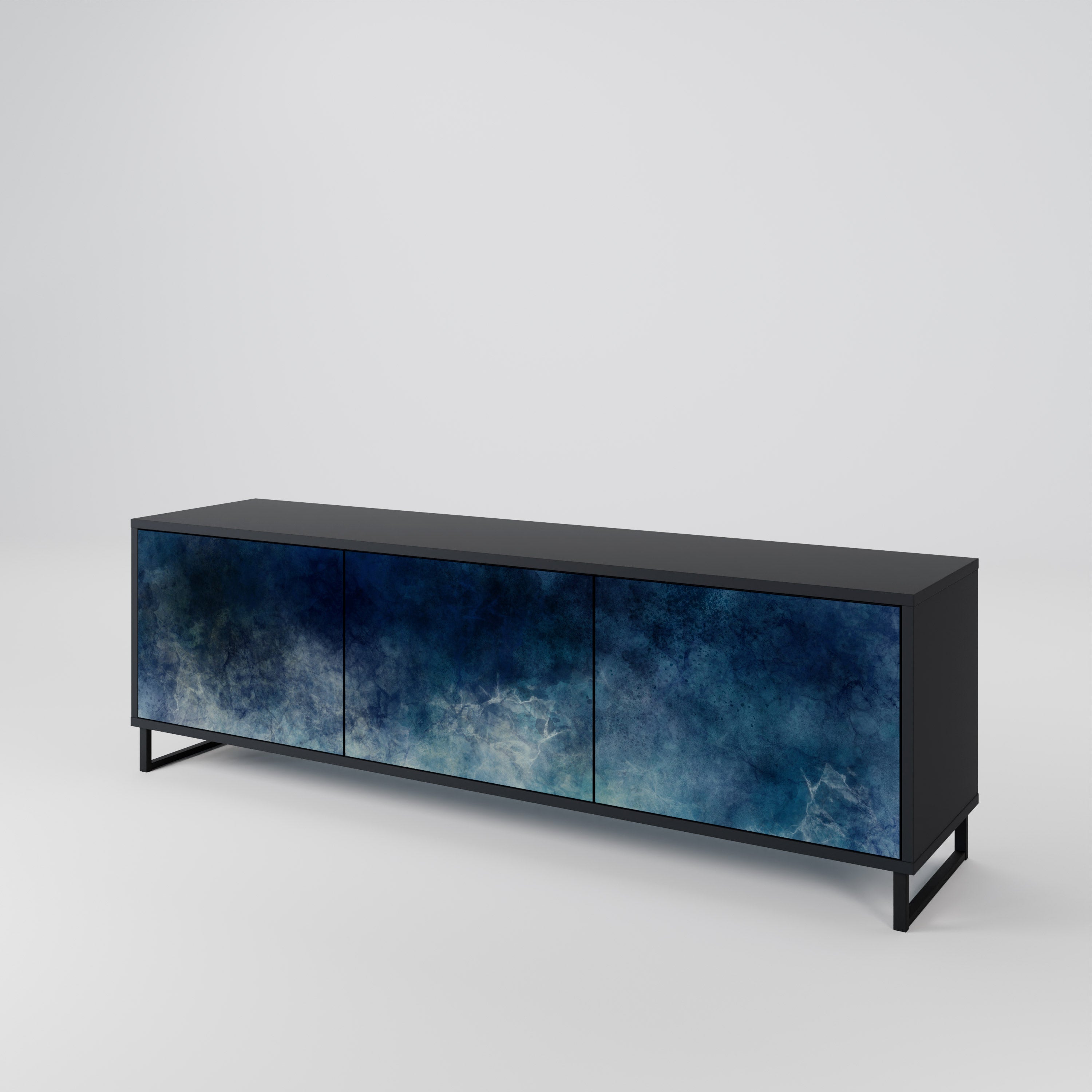 CELESTIAL FALL 3-Door TV Stand in Black Finish