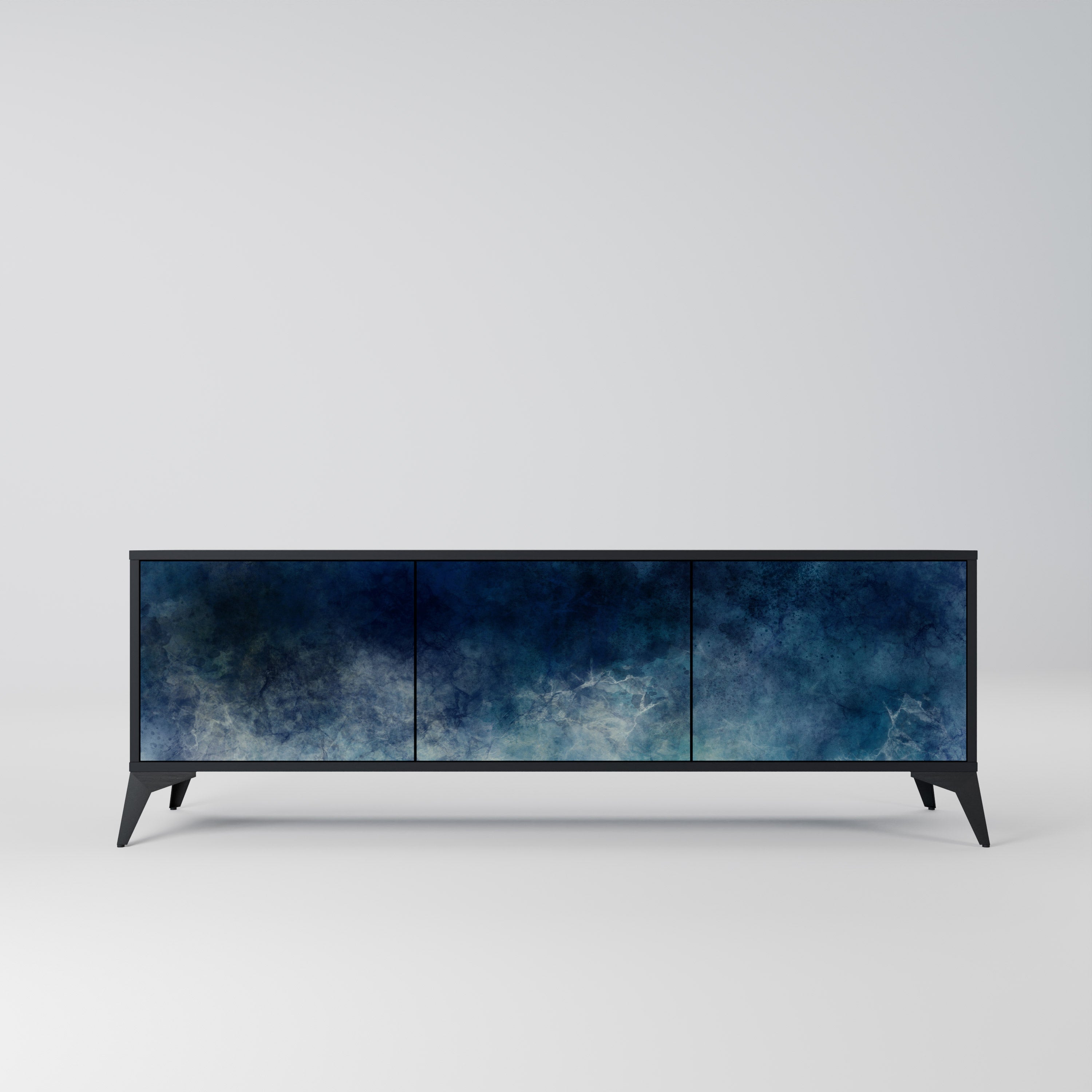 CELESTIAL FALL 3-Door TV Stand in Black Finish