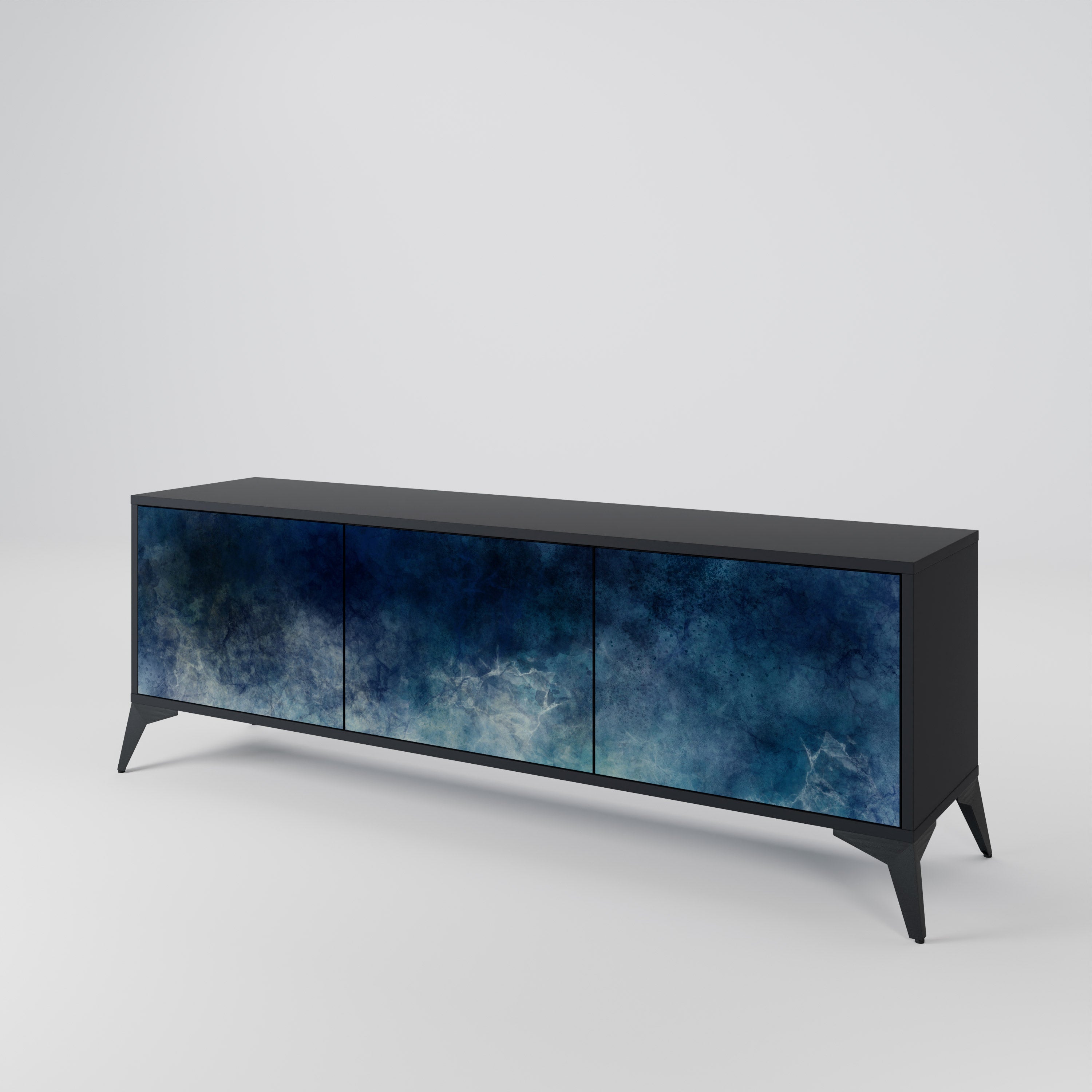 CELESTIAL FALL 3-Door TV Stand in Black Finish