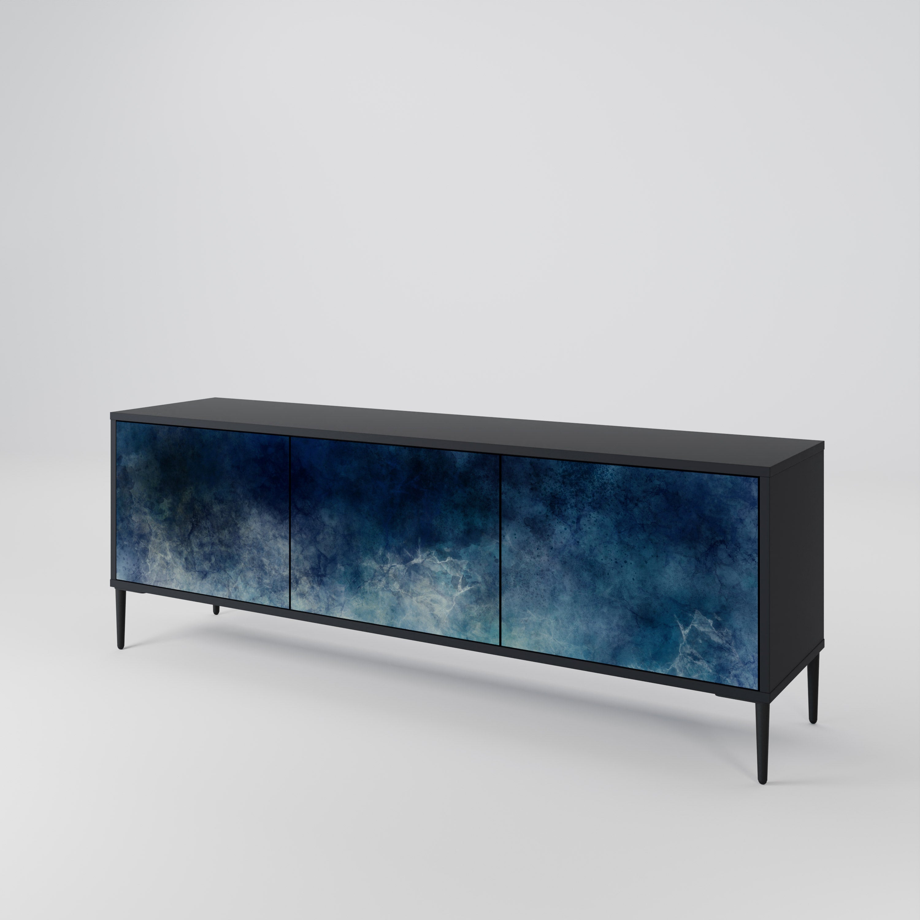 CELESTIAL FALL 3-Door TV Stand in Black Finish