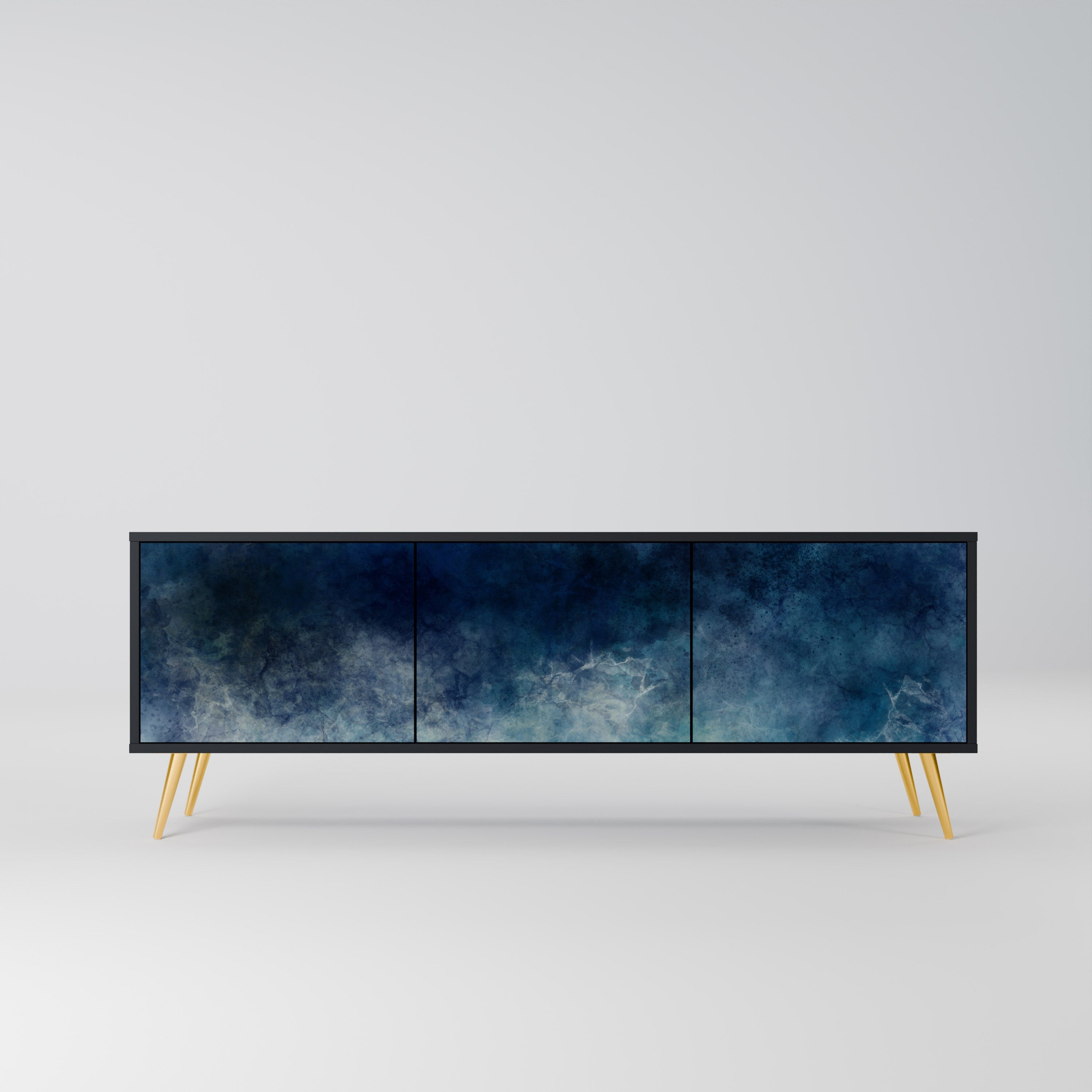 CELESTIAL FALL 3-Door TV Stand in Black Finish