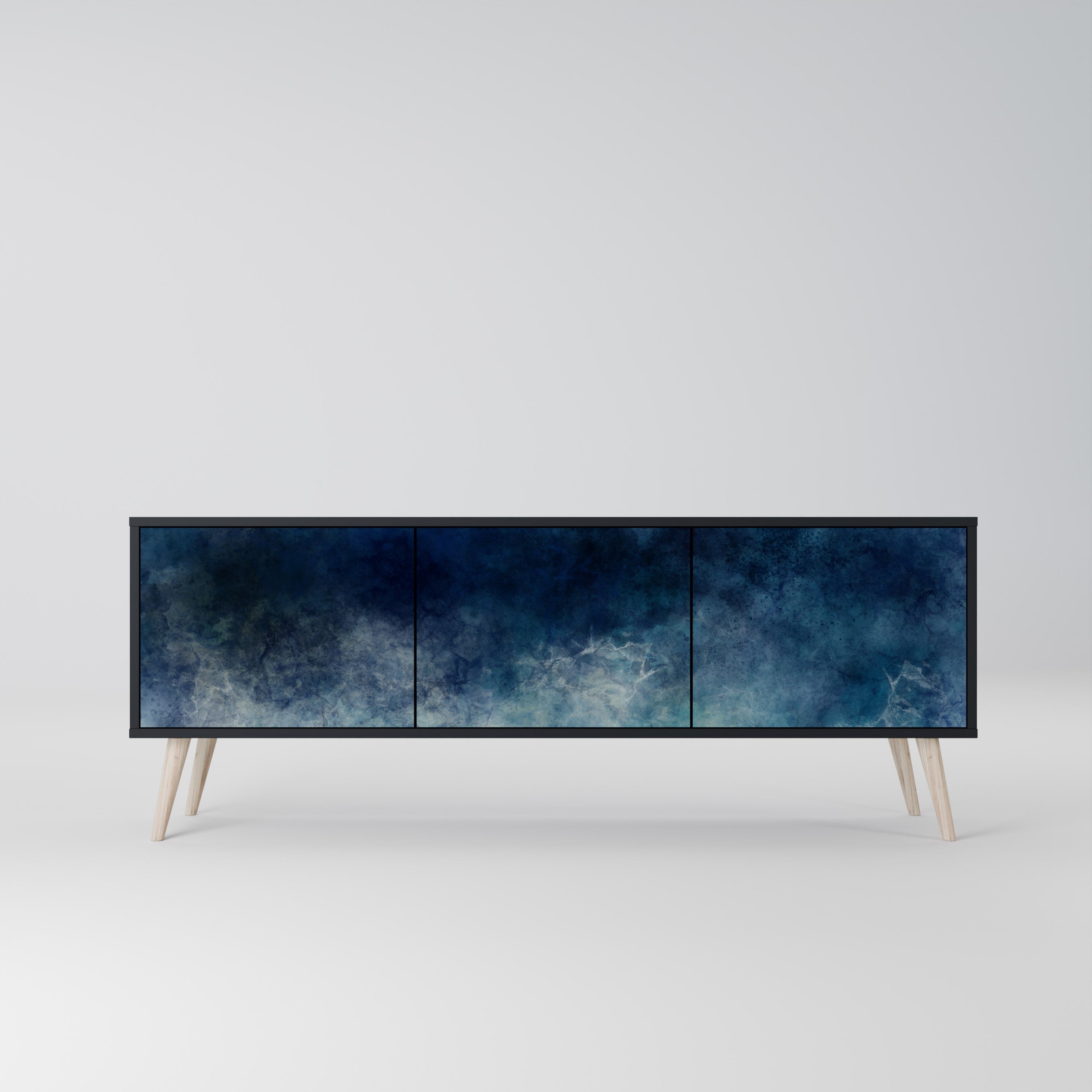 CELESTIAL FALL 3-Door TV Stand in Black Finish