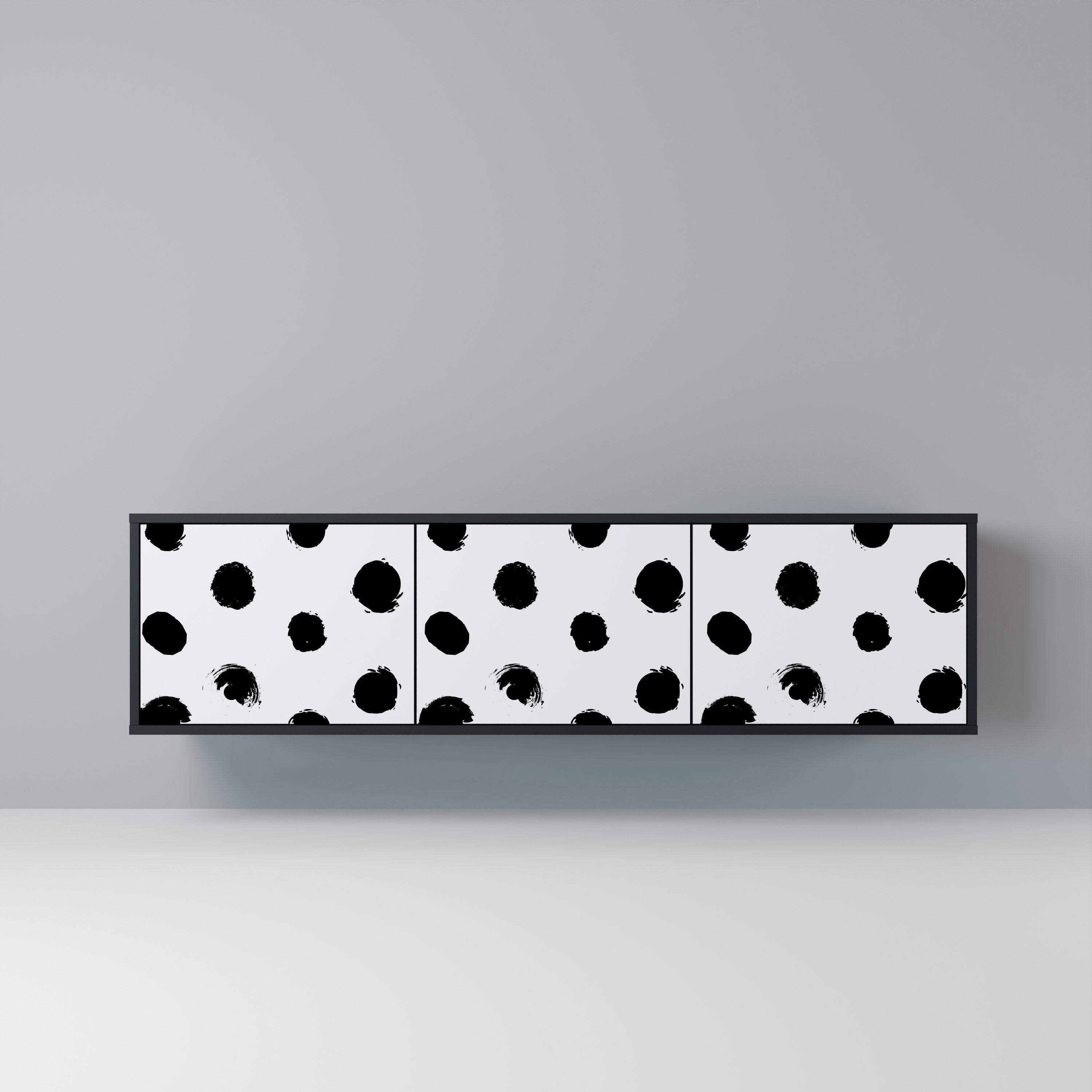 SLIPPING MINUTES 3-Door TV Stand in Black Finish