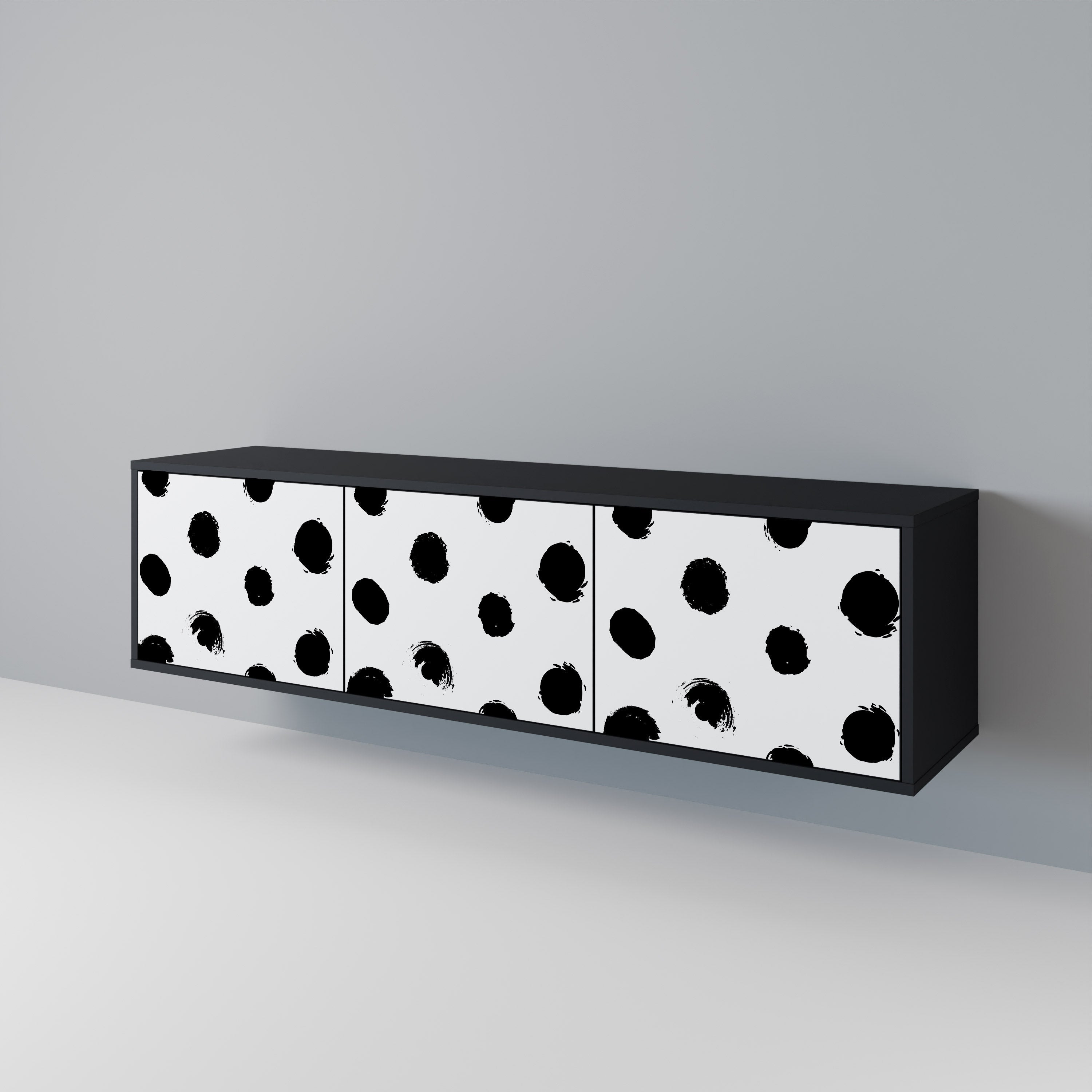 SLIPPING MINUTES 3-Door TV Stand in Black Finish