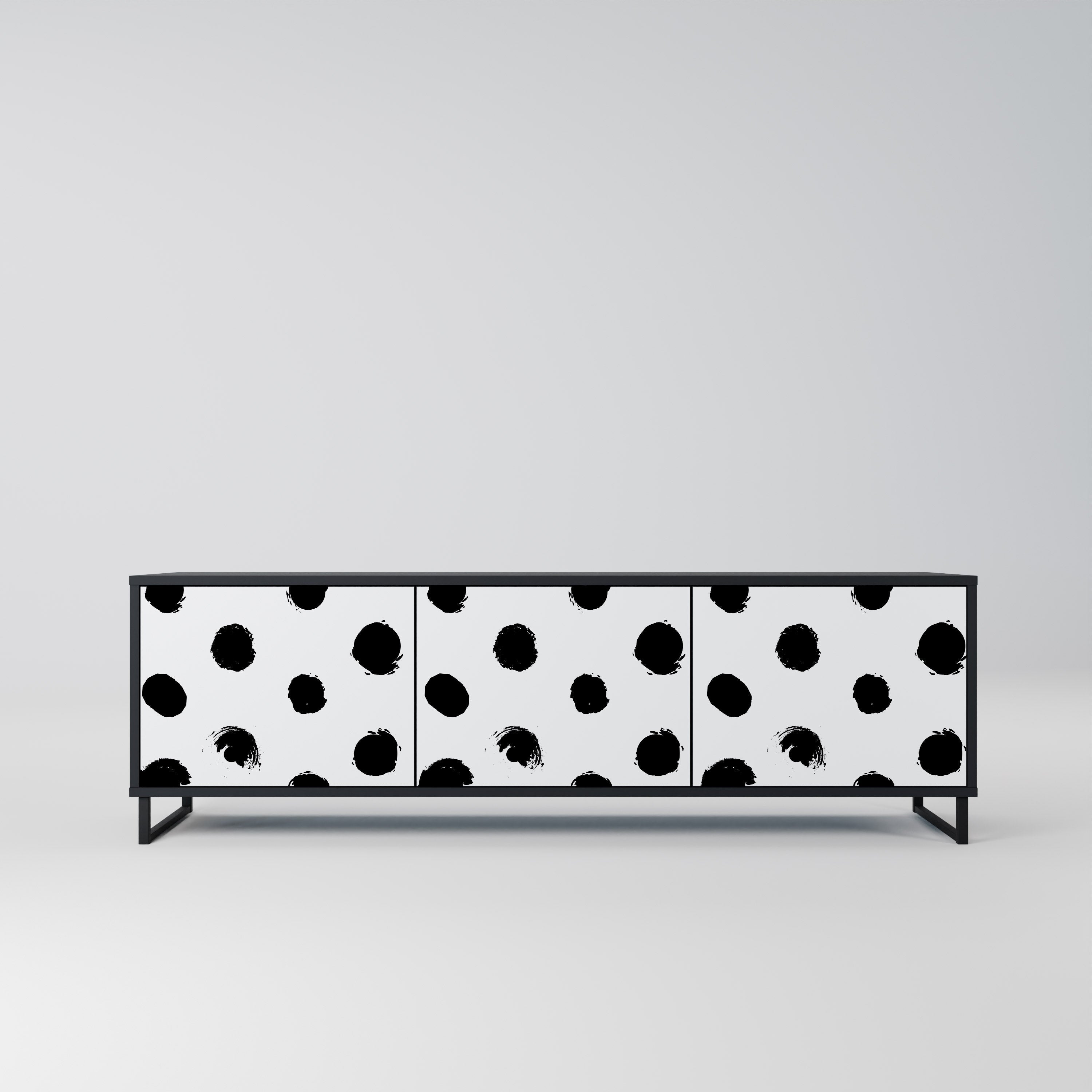 SLIPPING MINUTES 3-Door TV Stand in Black Finish