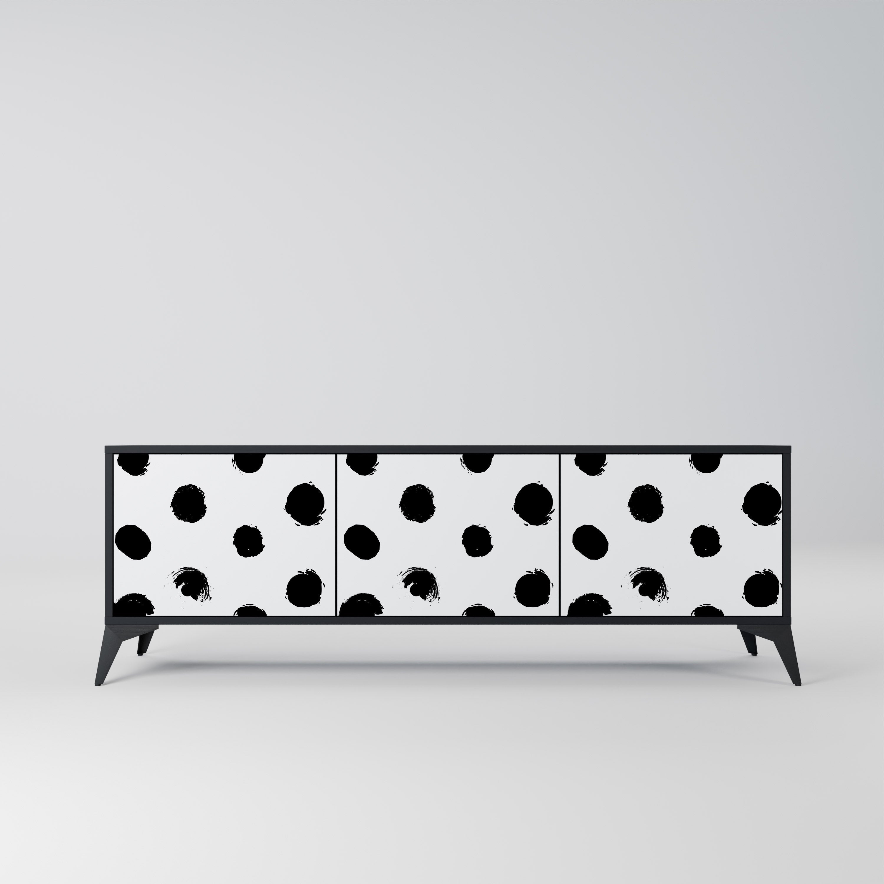 SLIPPING MINUTES 3-Door TV Stand in Black Finish