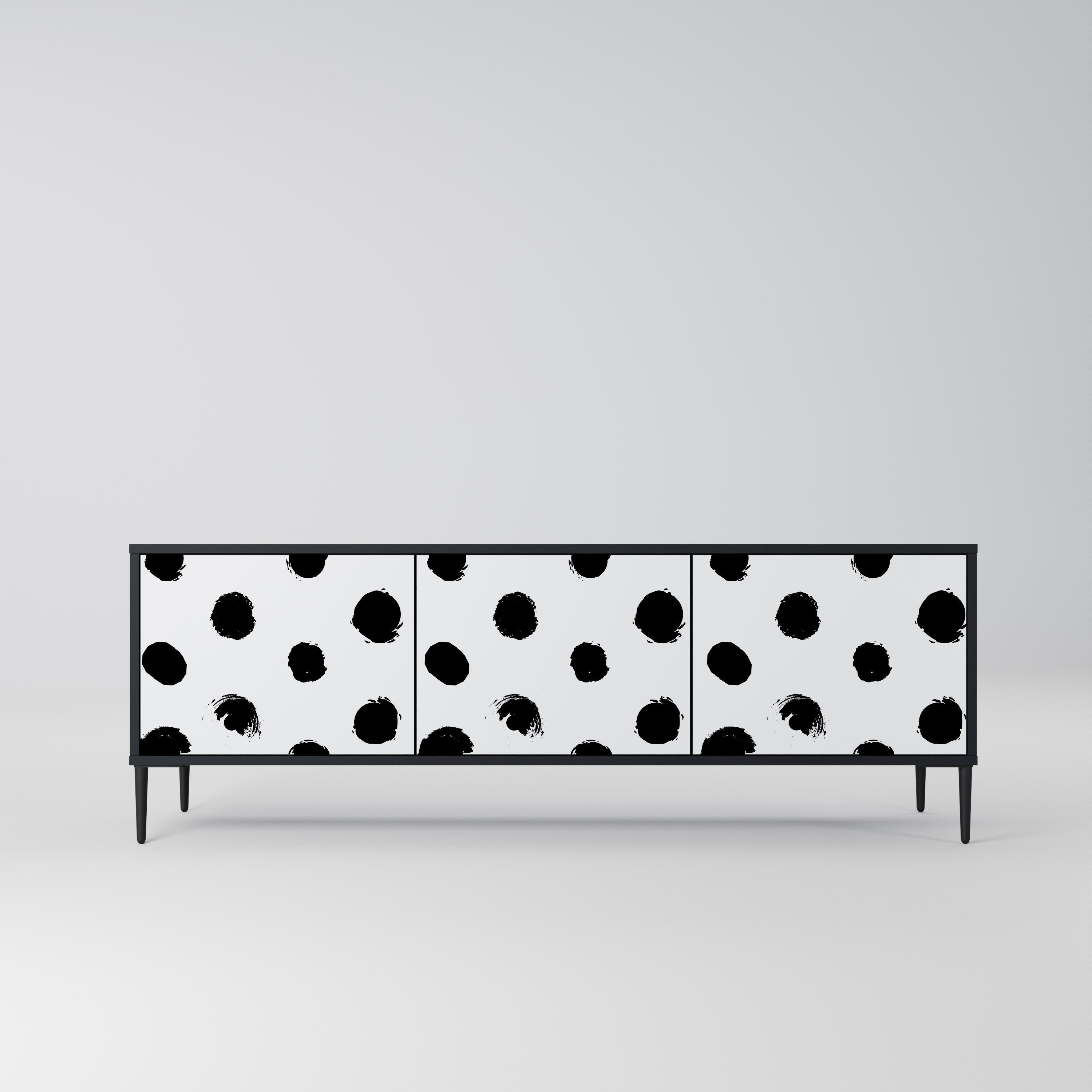 SLIPPING MINUTES 3-Door TV Stand in Black Finish