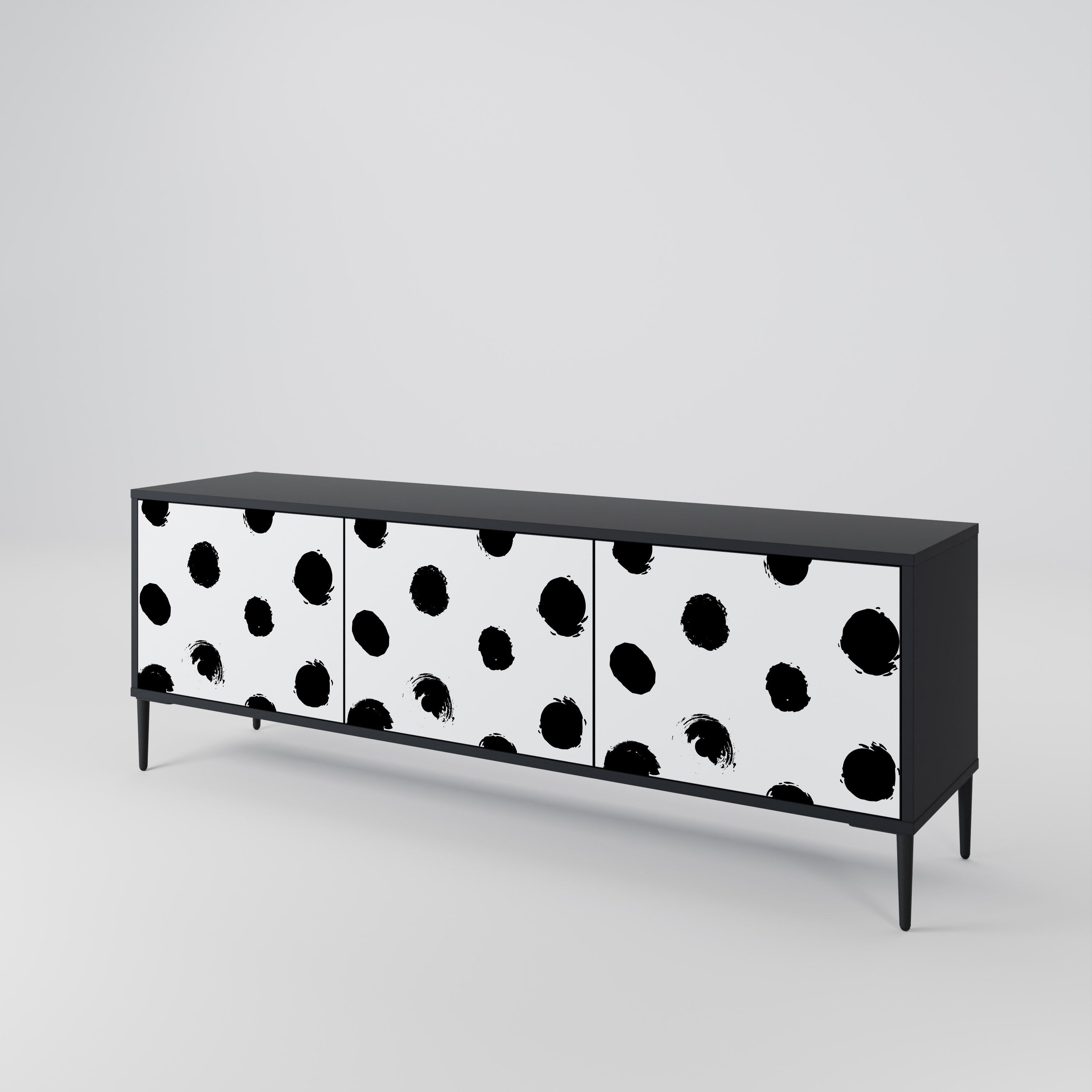SLIPPING MINUTES 3-Door TV Stand in Black Finish