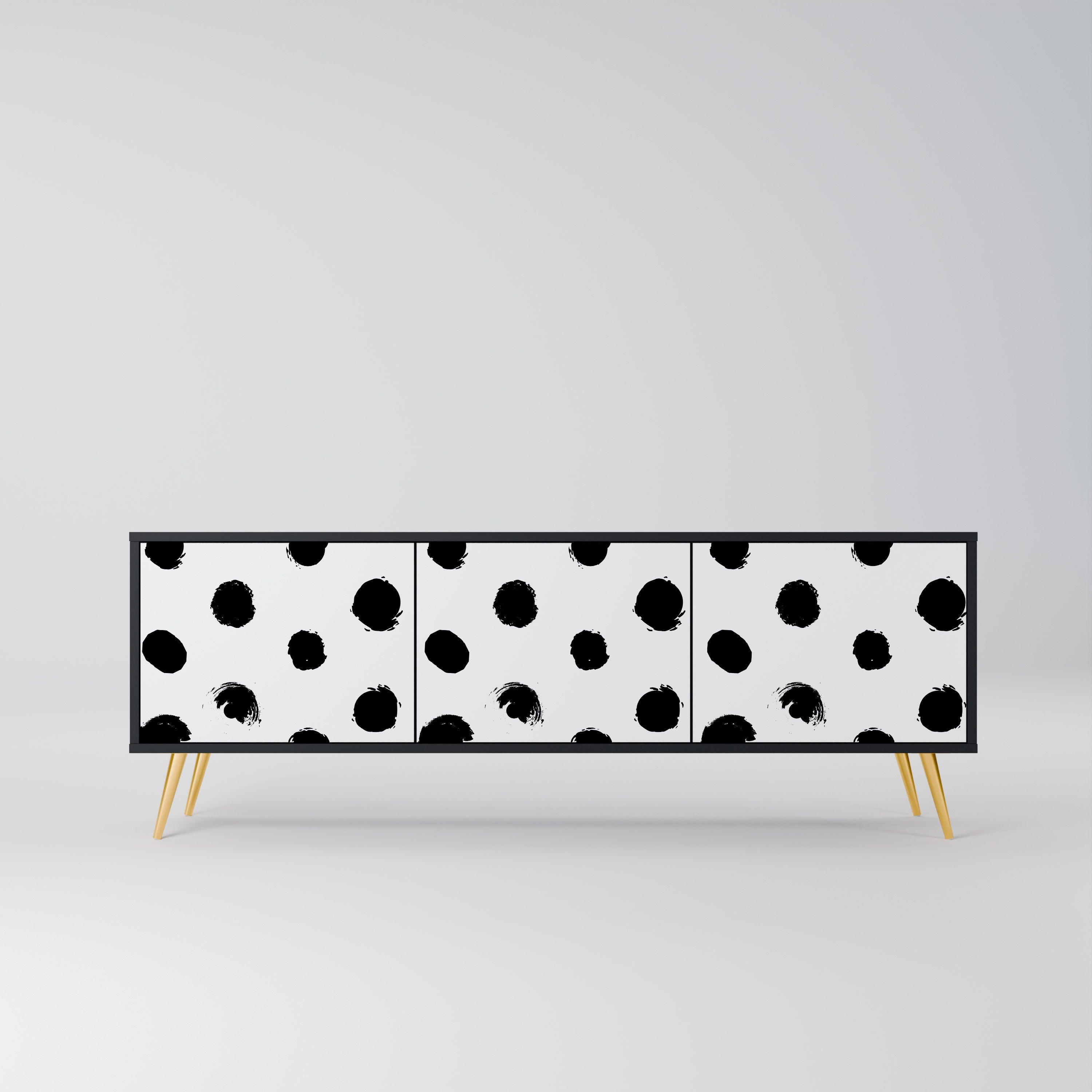 SLIPPING MINUTES 3-Door TV Stand in Black Finish